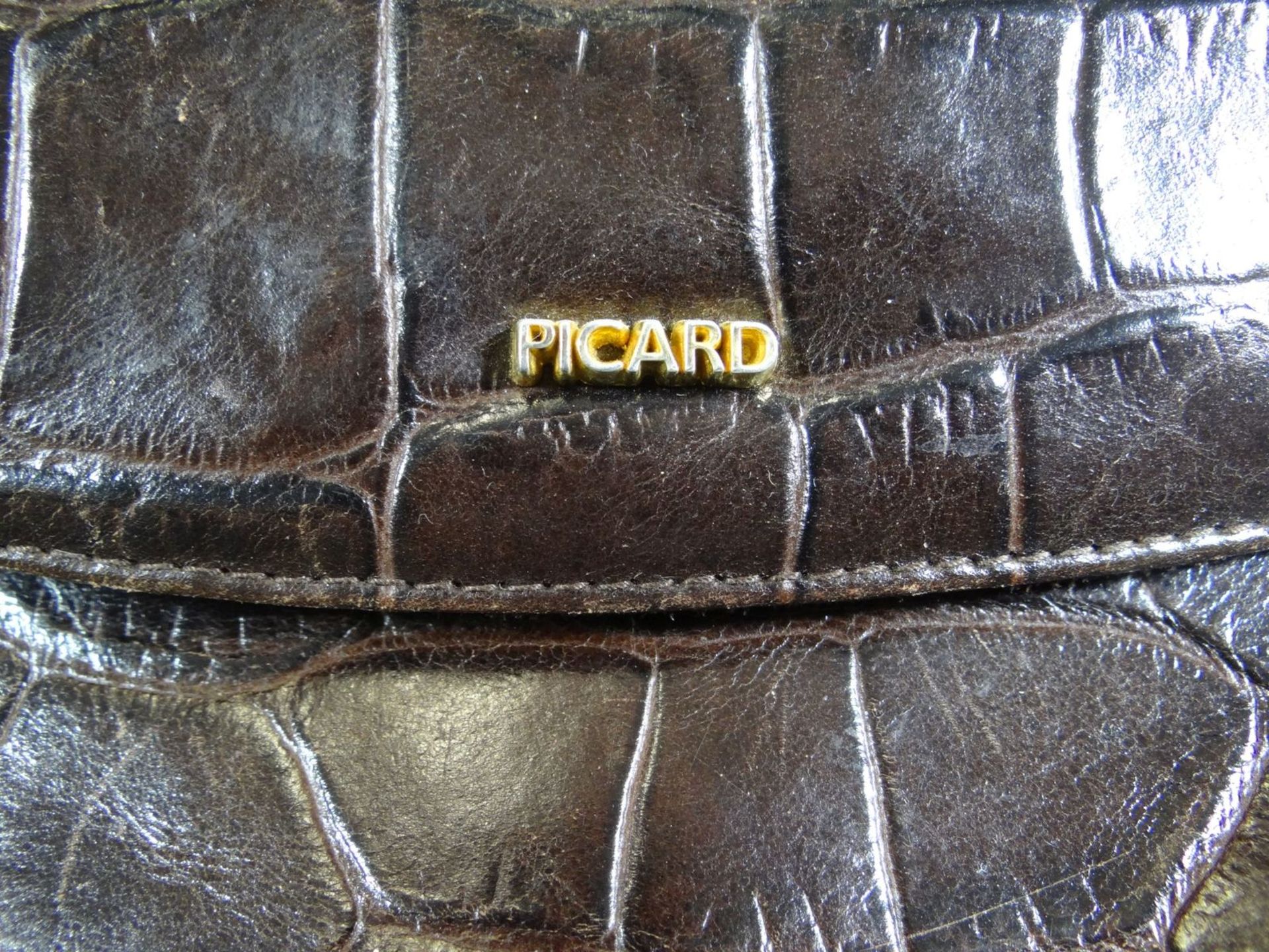 Reptilienleder-Handtasche "Picard", Alters-u. Gebrauchsspuren, 18x28 cm - Bild 2 aus 5