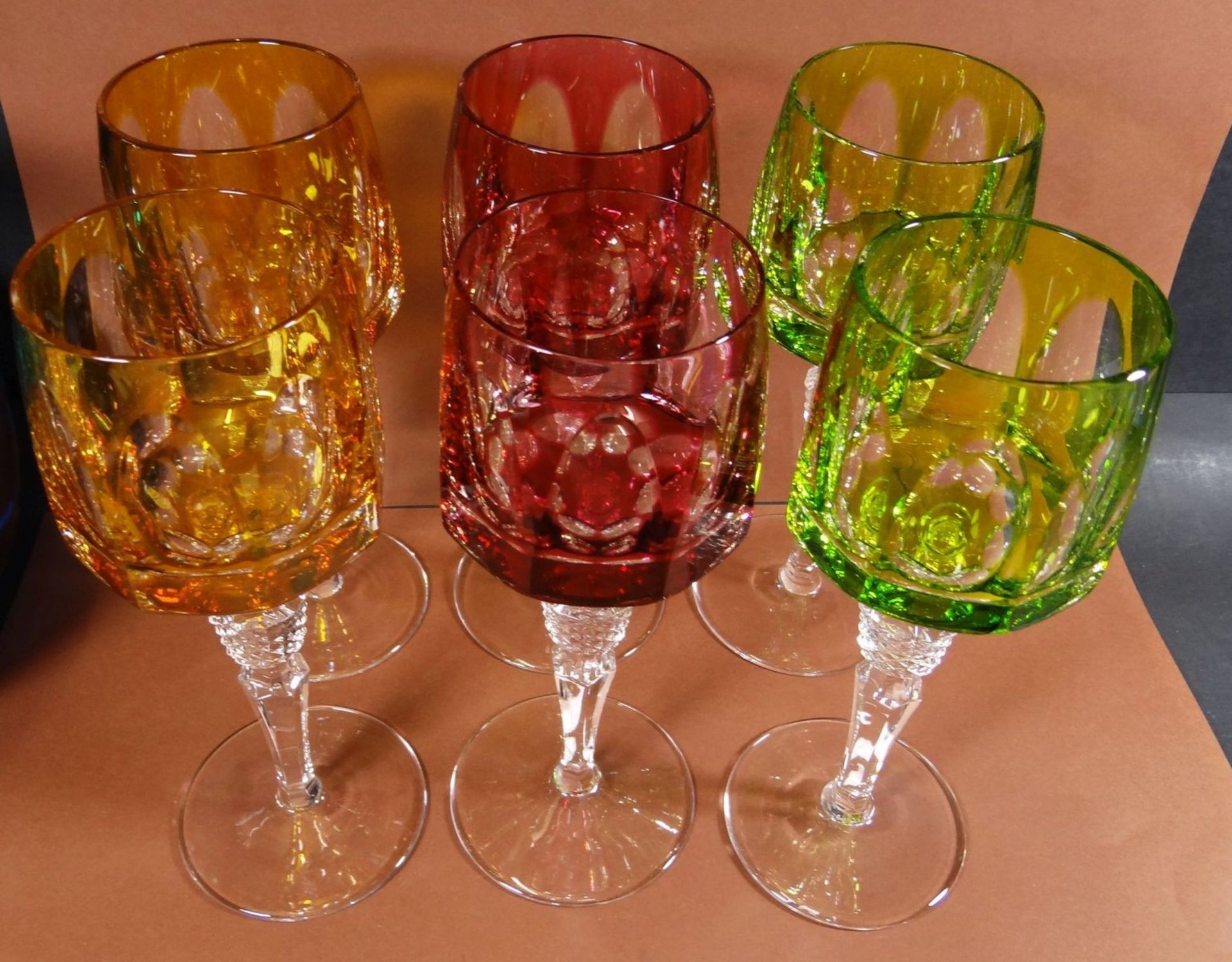 6x Buntglas-Weinrömer, wohl Nachtmann, H-20 cm - Bild 2 aus 5