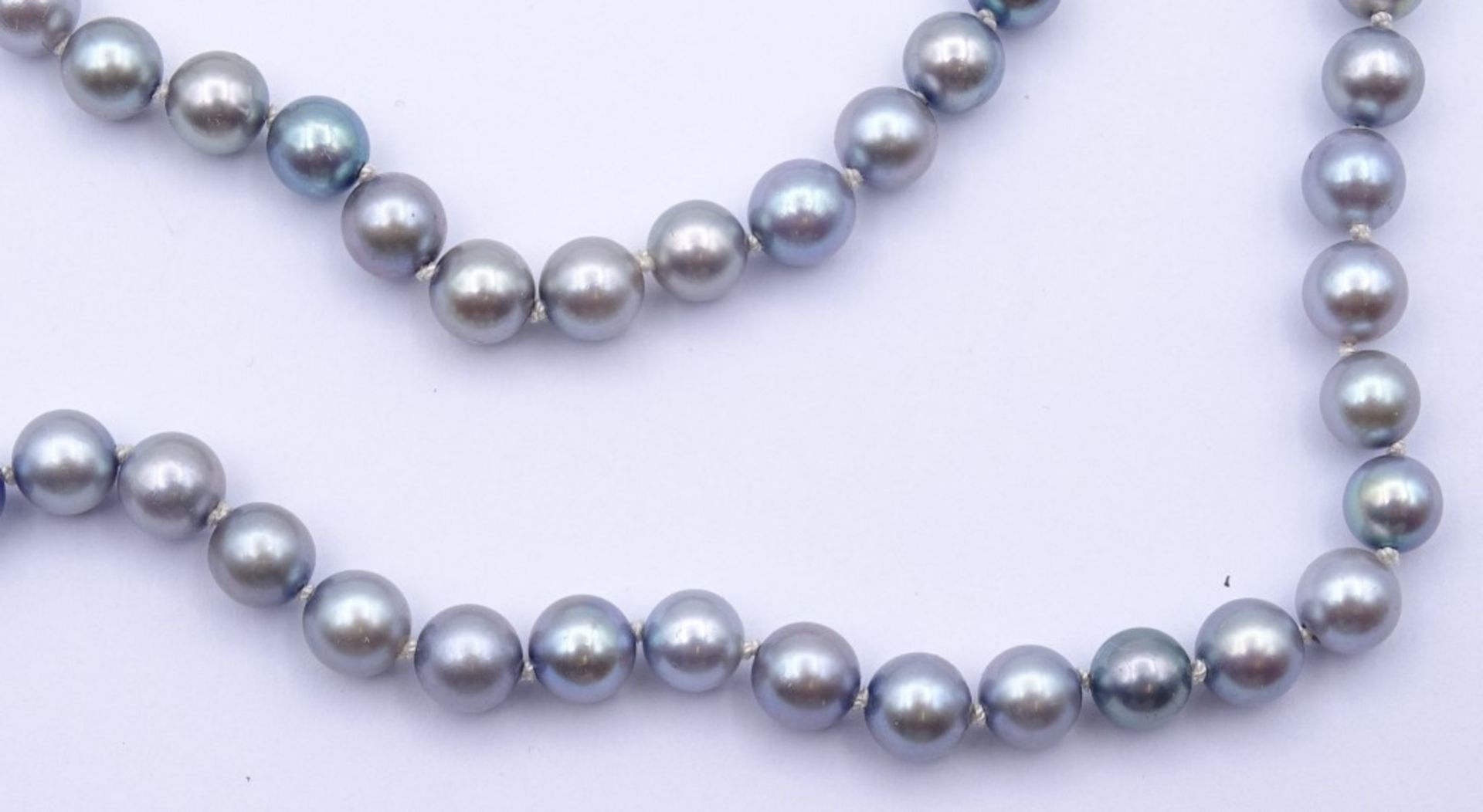 Graue Perlen Halskette ca.L- 74cm, 44,4gr. D- 6,5-6,9mm - Bild 4 aus 4