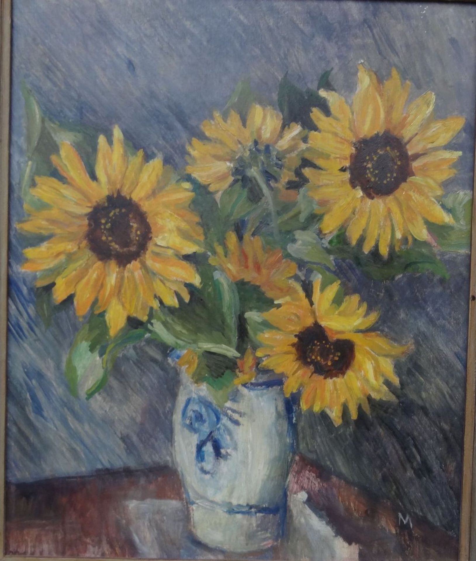 Hans MEYBODEN (1901-1965) attrib. "Sonnenblumen", Öl/Malfaser, gerahmt, RG 65x55 cm