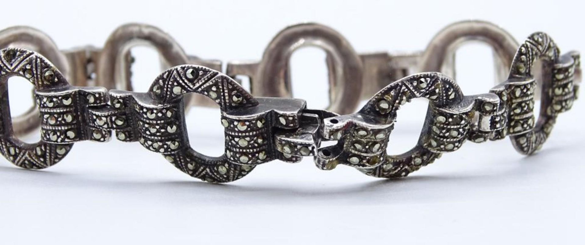 Markasiten Armband ,Silber (gepr.) ungestempelt,zwei Markasiten fehlen,L-18,5cm,20,8gr. - Bild 3 aus 5