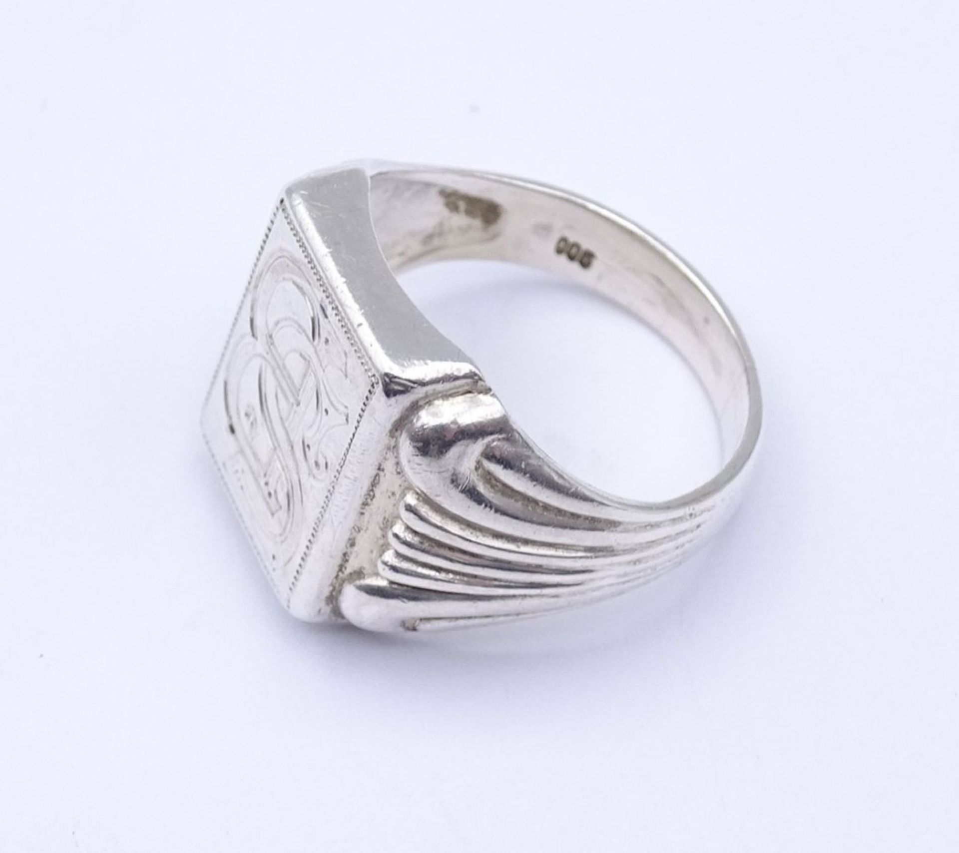 800er Silber Ring mit Initialen , 6,9gr., RG 58//59 - Bild 3 aus 3