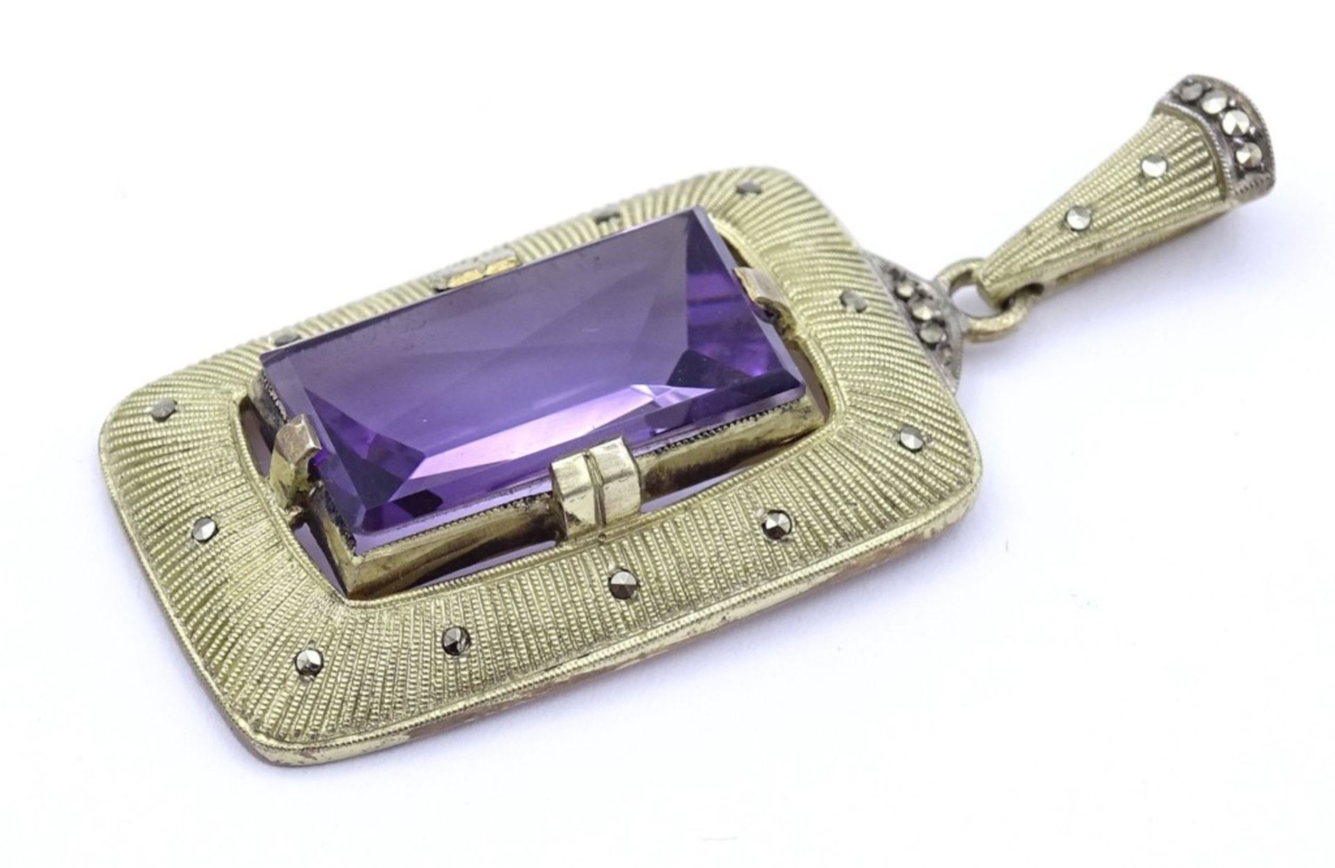 Theodor Fahrner Schmuck Anhänger mit Markasiten und Amethyst,Sterling Silber 0.925, L- 5,0cm, 8, - Bild 8 aus 14