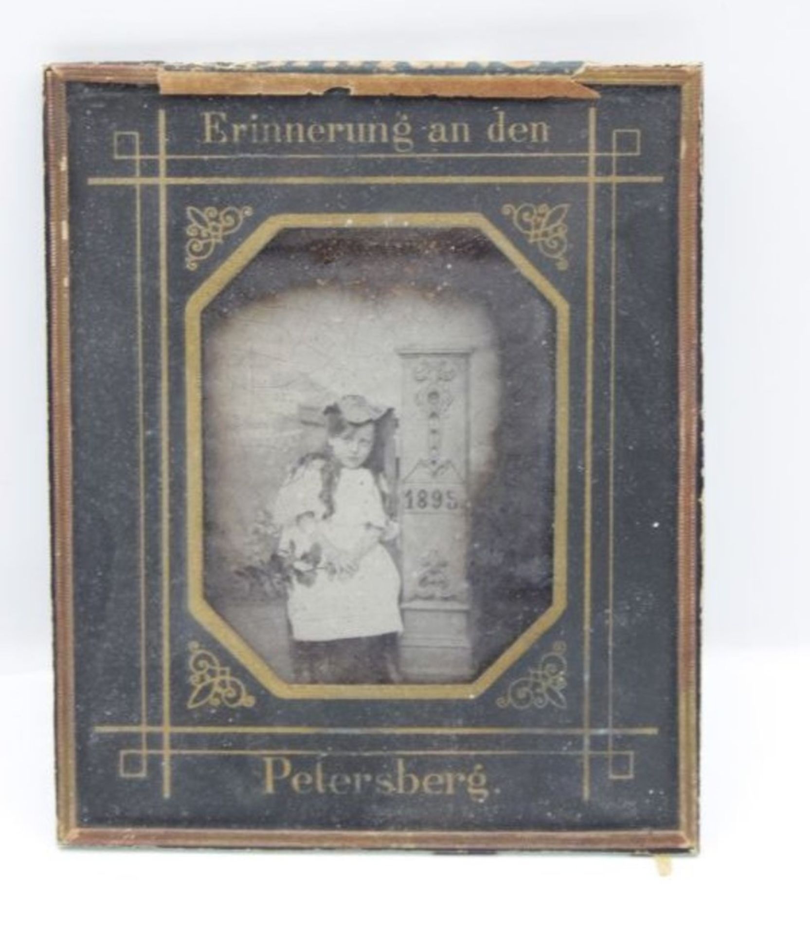 alte Fotografie "Erinnerung an den Petersberg 1895", gerahmt/Glas, 12 x 10cm.