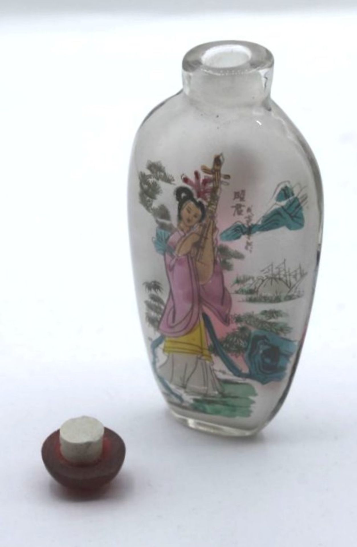 Snuff-Bottle, China, Zwischenglasmalerei, H-10cm. - Image 3 of 3