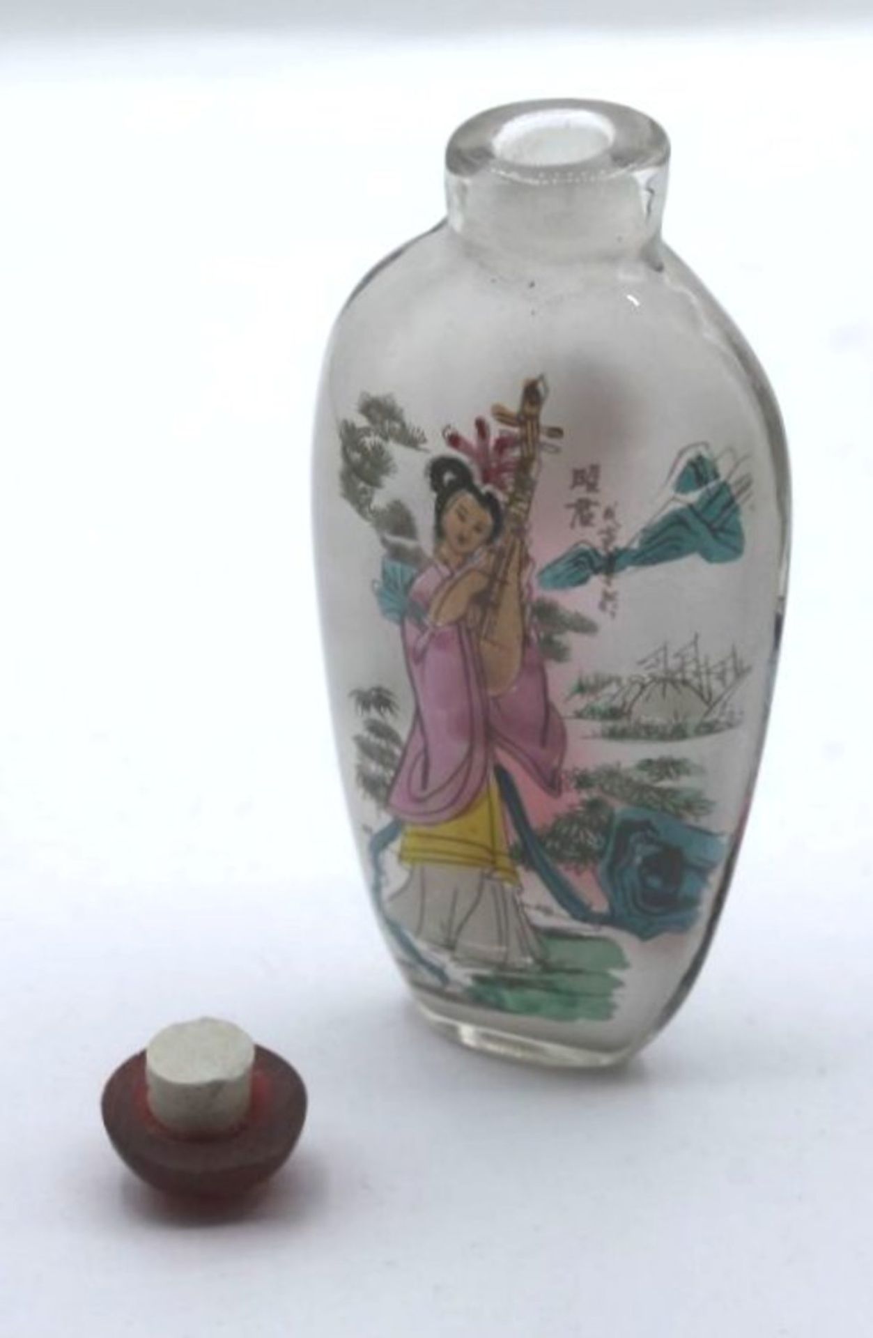 Snuff-Bottle, China, Zwischenglasmalerei, H-10cm. - Bild 3 aus 3