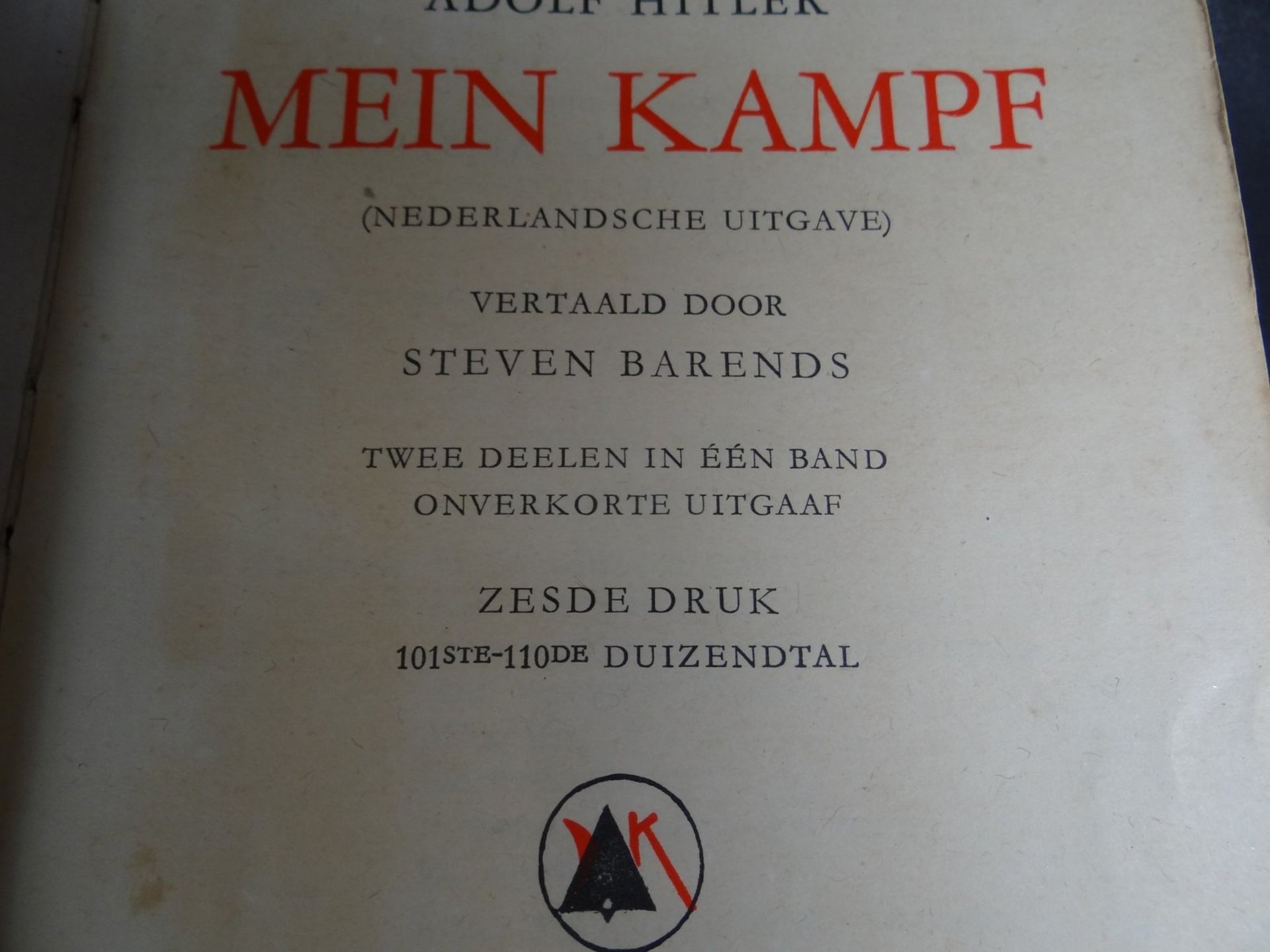 Adolf Hitler "Mein Kampf" holländische Ausgabe, Alters-u. Gebrauchsspuren, - Bild 4 aus 6