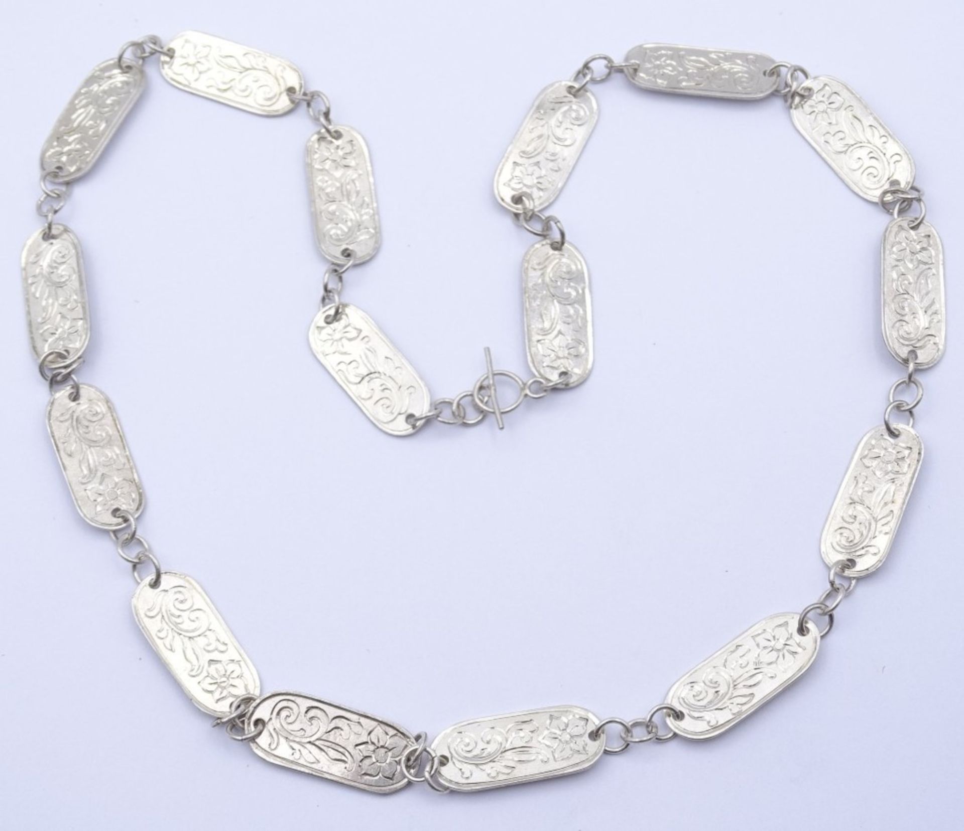 800er Silber Halskette, floral verziert,Handarbeit,L- 50cm, 21,2gr.