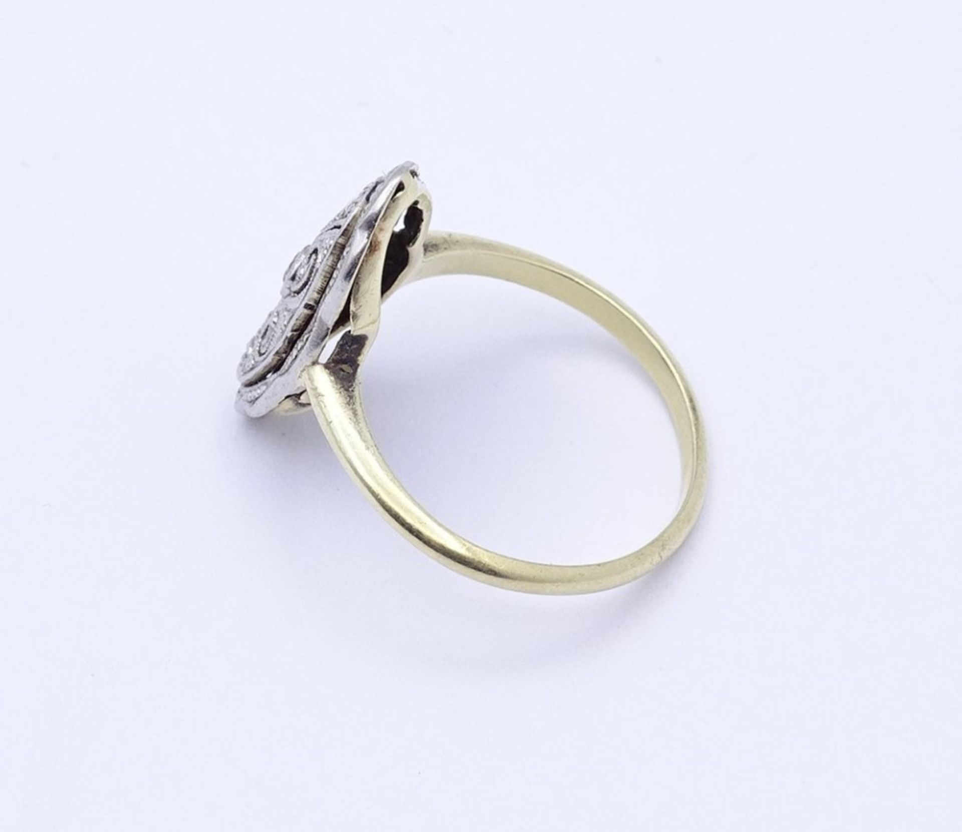 Art Deco Ring mit Diamanten, Gold+Platin, (585), 2,1gr., RG 50/51 Kopf 17,2x9,6mm - Bild 8 aus 14