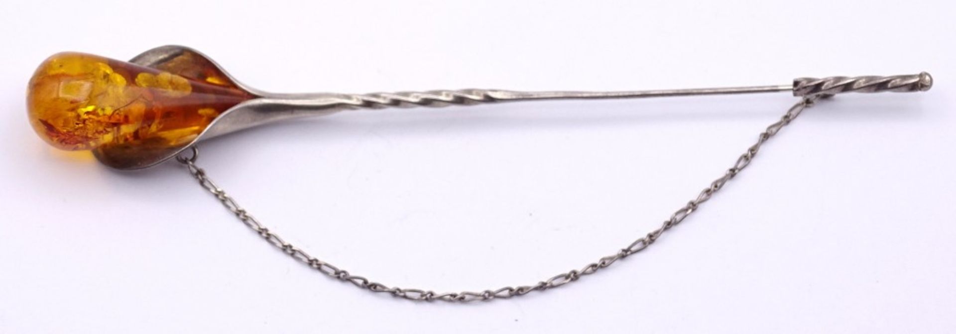 Haarnadel mit Bernstein besatz,Silber 0.925 L- 14cm, 12,3gr.