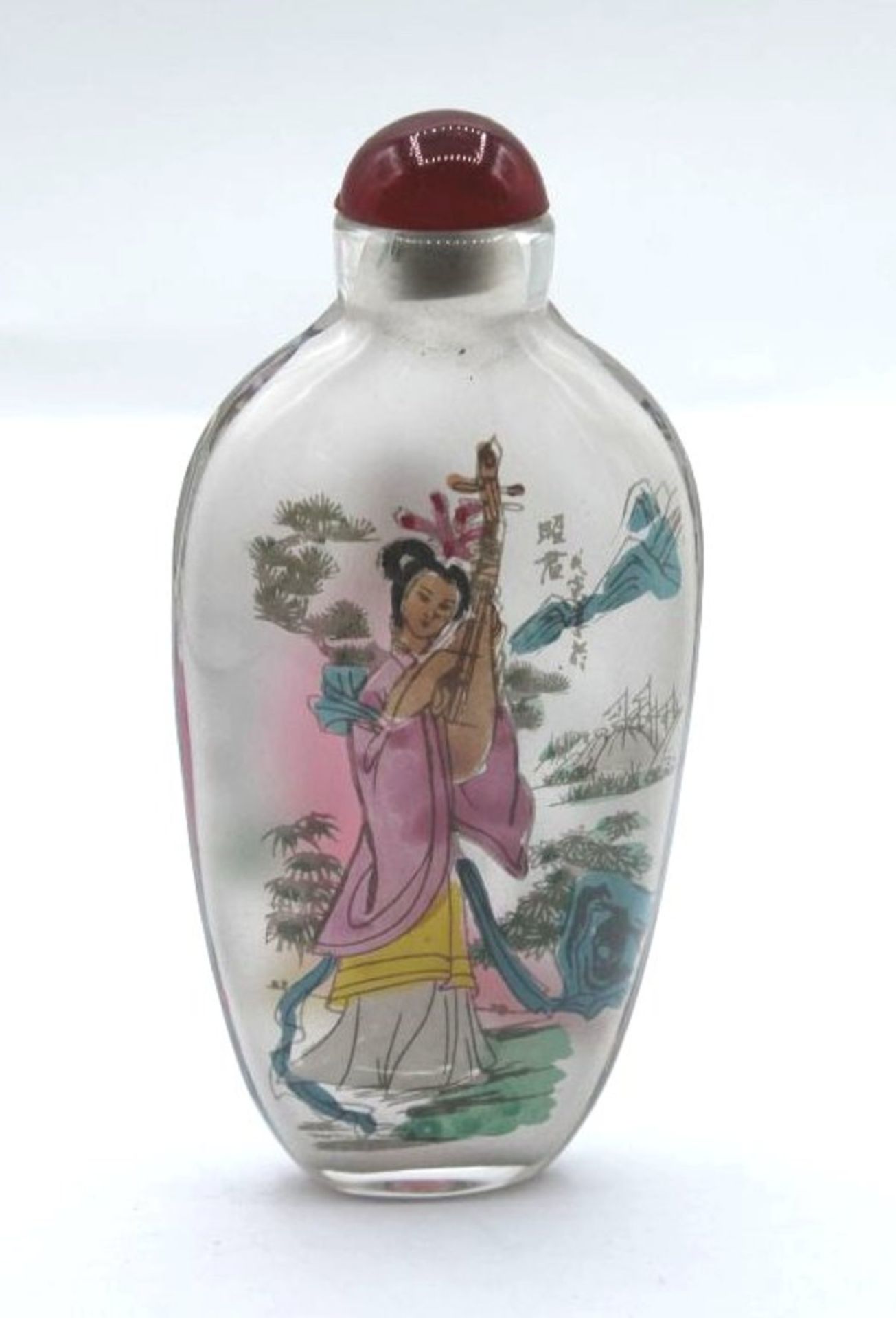 Snuff-Bottle, China, Zwischenglasmalerei, H-10cm. - Image 2 of 3