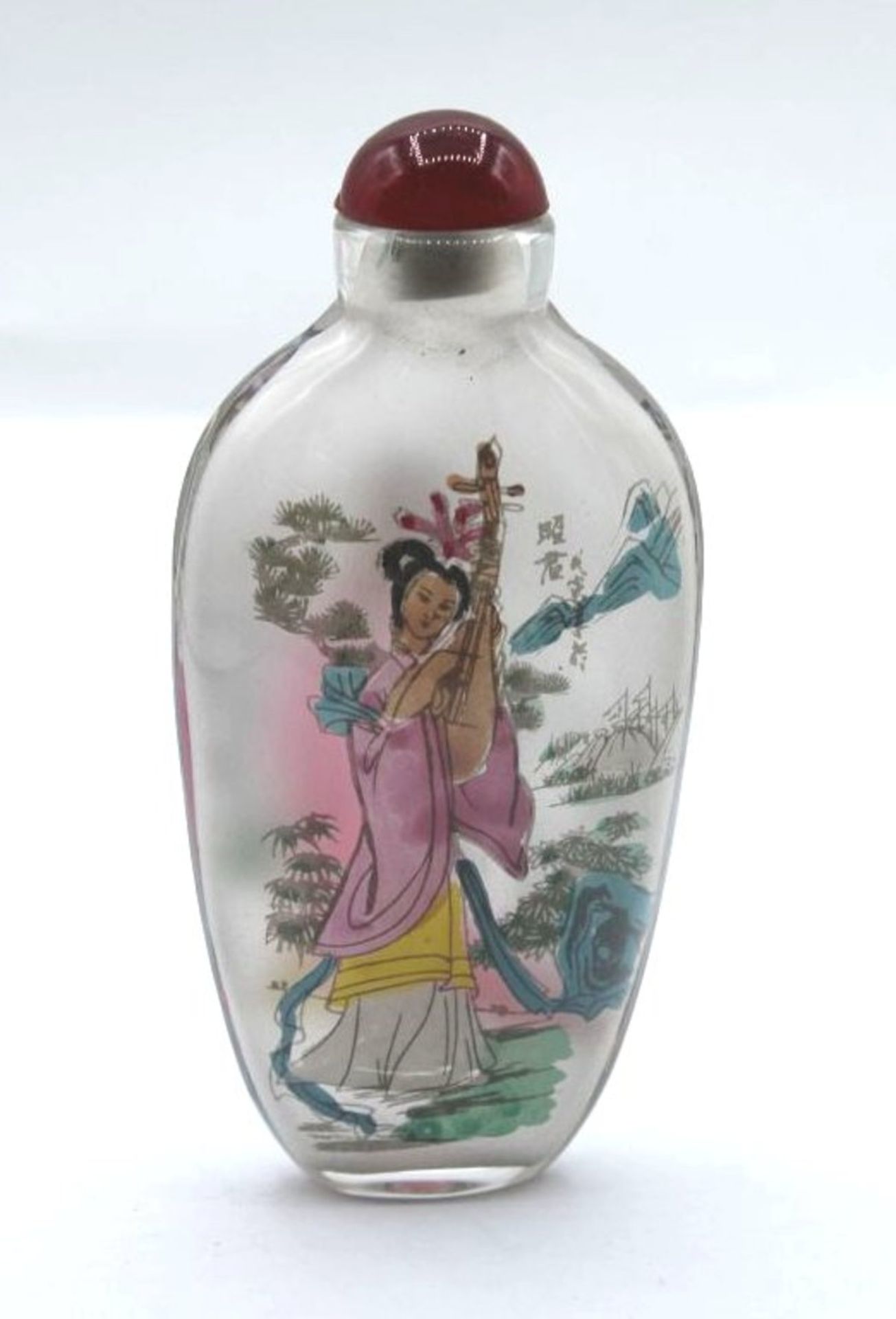 Snuff-Bottle, China, Zwischenglasmalerei, H-10cm. - Bild 2 aus 3