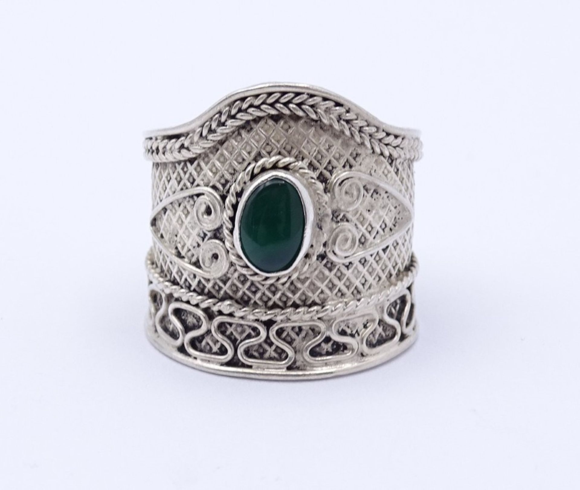 925er Silber Ring mit einen grünen Cabochon, 4,3gr., RG 54 - Bild 2 aus 8