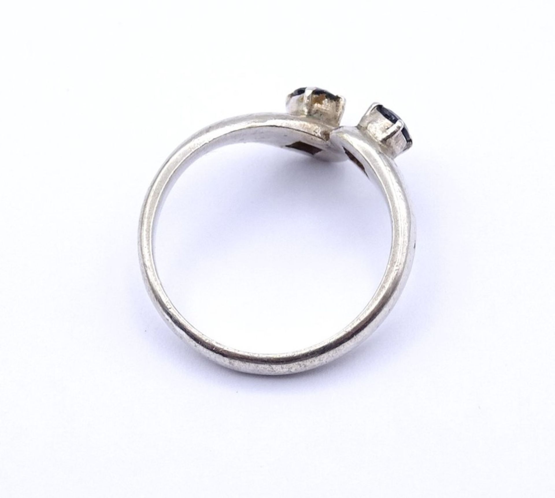 Silber Ring mit zwei rund facc. Saphire. 3,2gr., RG 56 (Silber gepr.) - Bild 4 aus 4