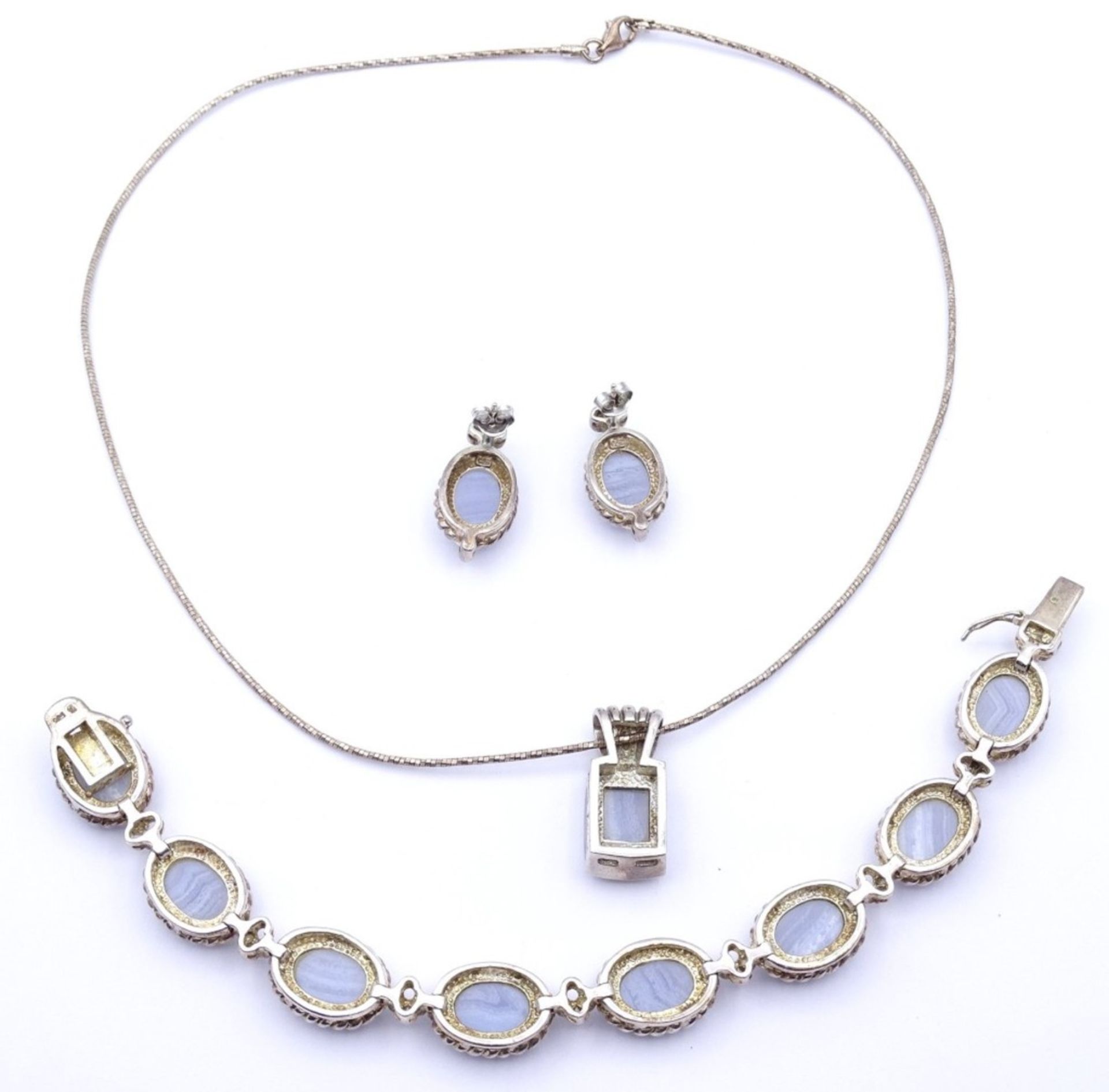 Schmuck Set, Sterling Silber 0.925 ,Armband,Ohrstecker und Halskette+Anhänger,zus.51,6gr.,Kette L- - Bild 5 aus 5