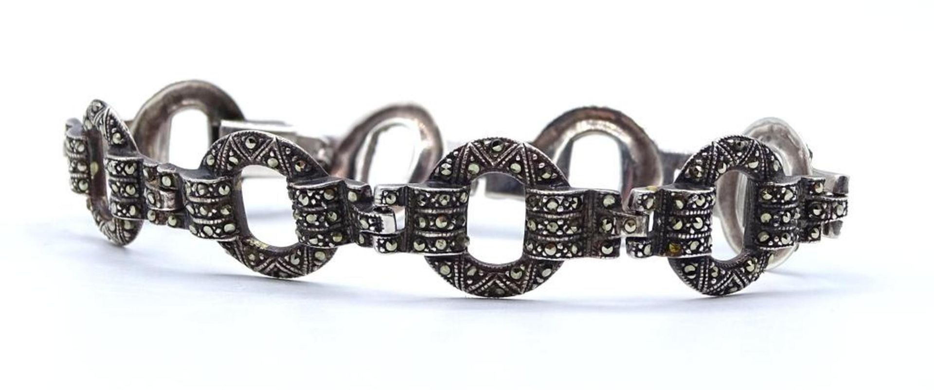 Markasiten Armband ,Silber (gepr.) ungestempelt,zwei Markasiten fehlen,L-18,5cm,20,8gr.