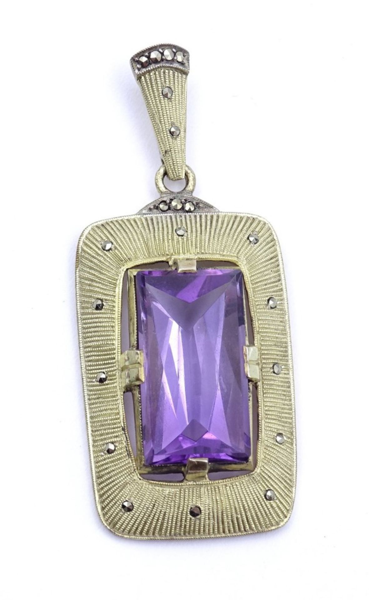 Theodor Fahrner Schmuck Anhänger mit Markasiten und Amethyst,Sterling Silber 0.925, L- 5,0cm, 8, - Bild 5 aus 14