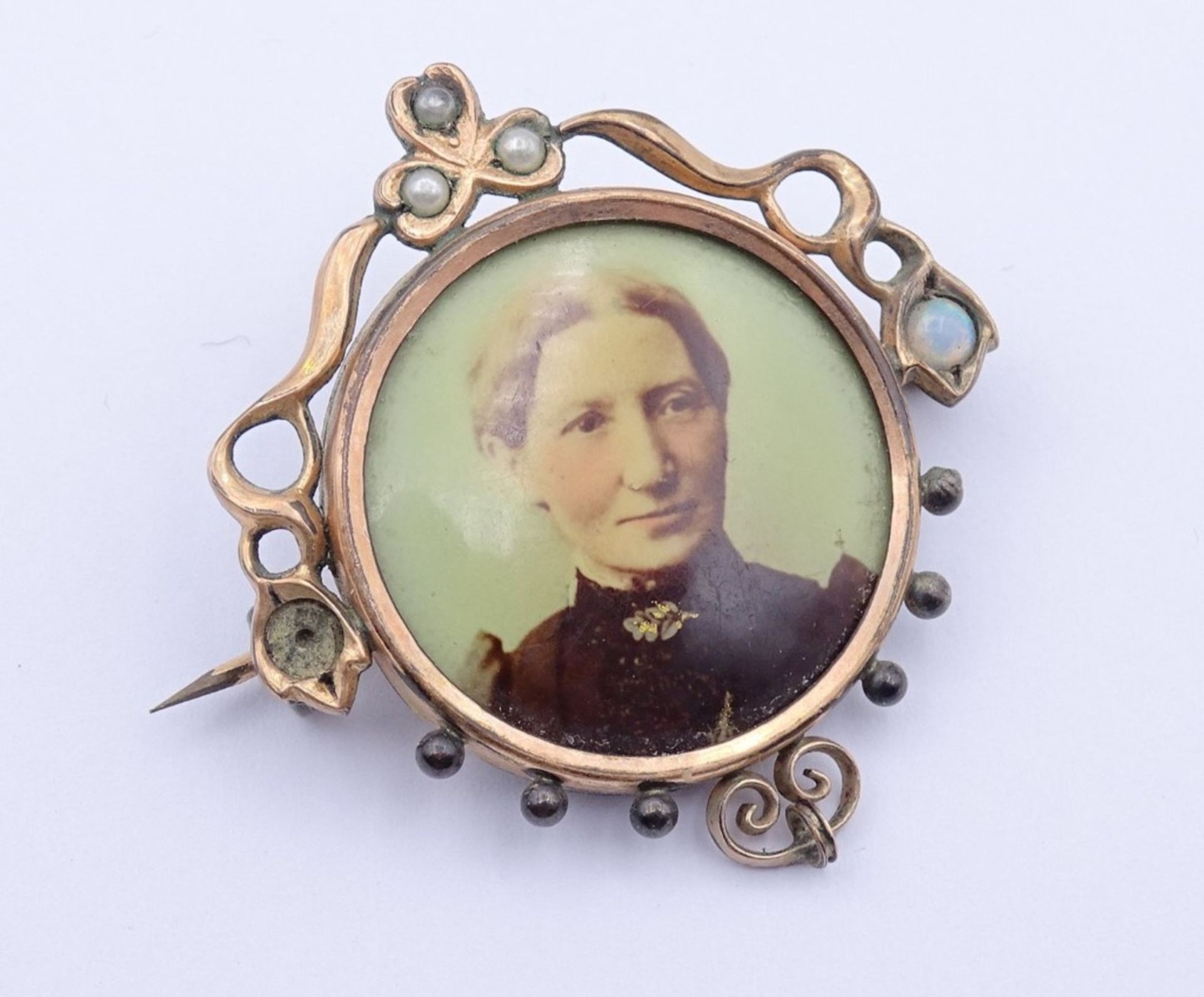 Alte Fotobrosche um 1900 D- 2,7cm,fehlender Opal - Image 2 of 3