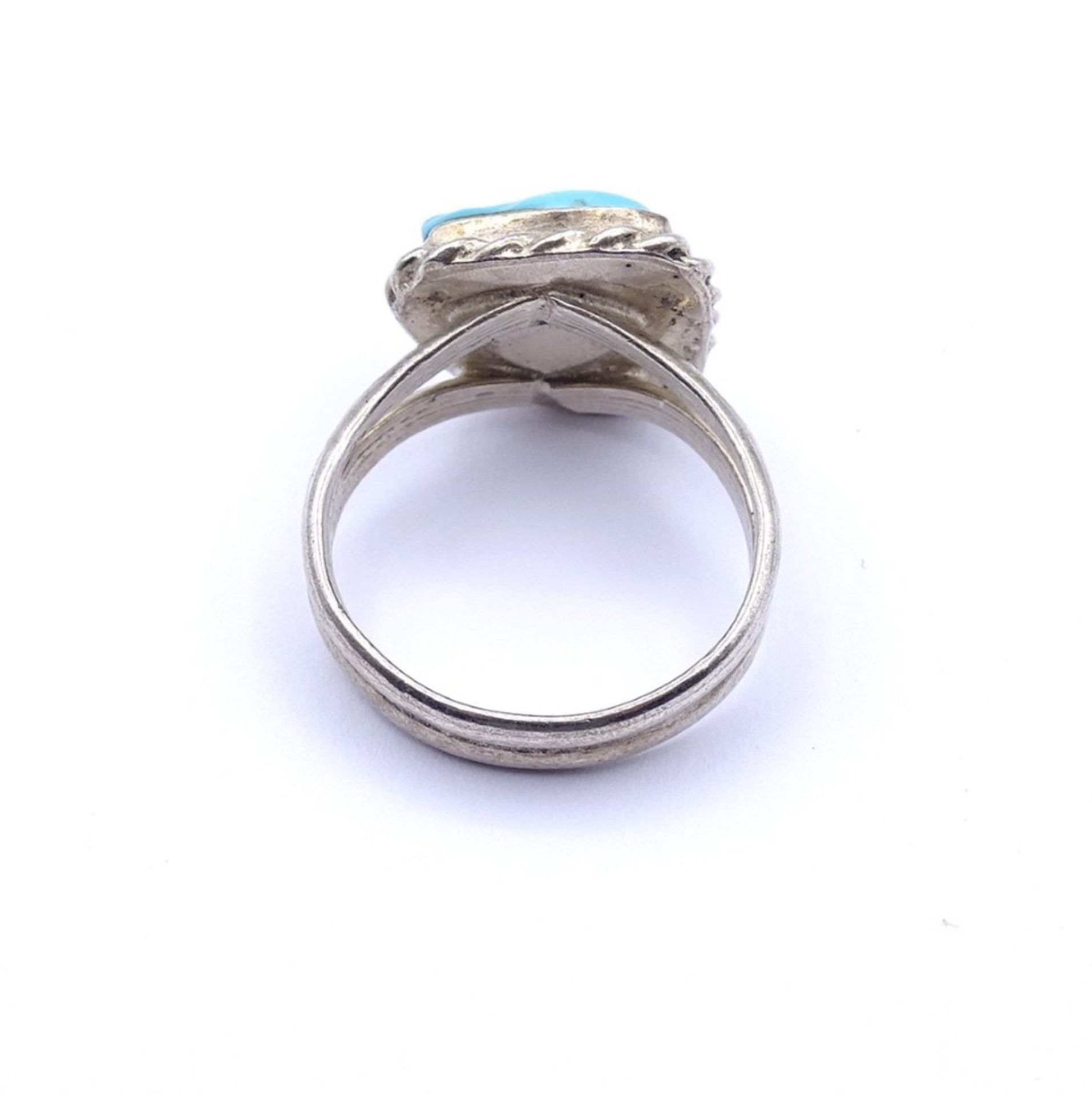 Silber Ring mit türkisen Stein, Silber gepr. 6,4gr.,RG 60 - Image 4 of 4