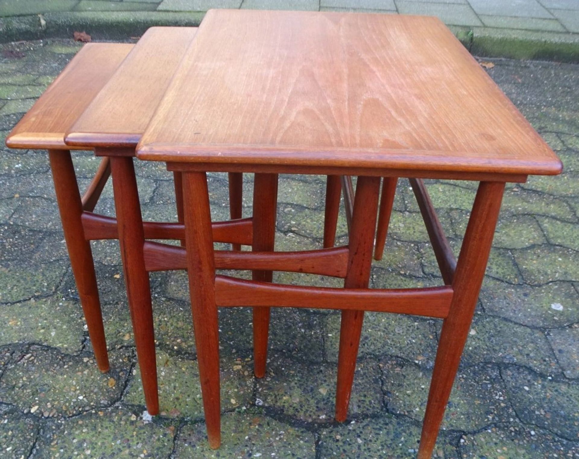 3-Satz Tischchen, Teak, Dänisches Design, 60-er Jahre, H-48 cm, max. 58x38 cm - Bild 5 aus 7