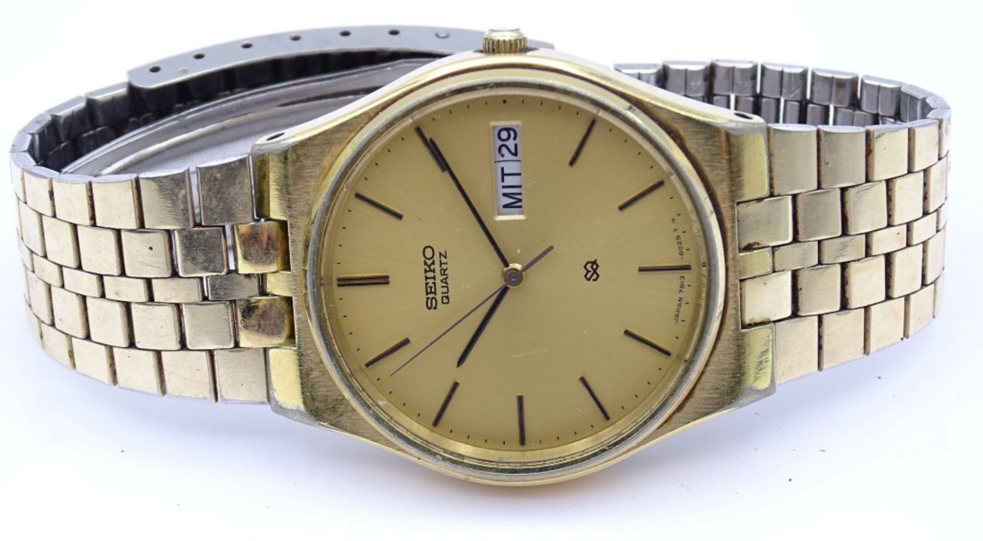 HAU "Seiko", S2, Quartz,D- 34mm,goldfarben,Alters-u. Gebrauchsspuren,Funktion nicht gepr. - Bild 2 aus 5