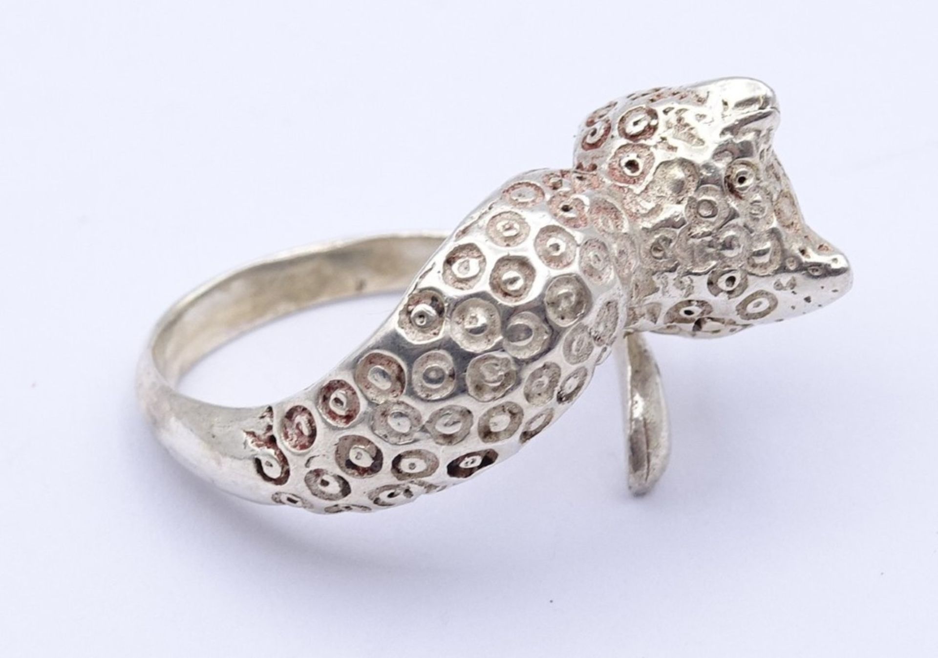 Ring in Form einer Katze, Sterling Silber 0.925, offene Ringschiene, 6,3gr. - Bild 3 aus 3