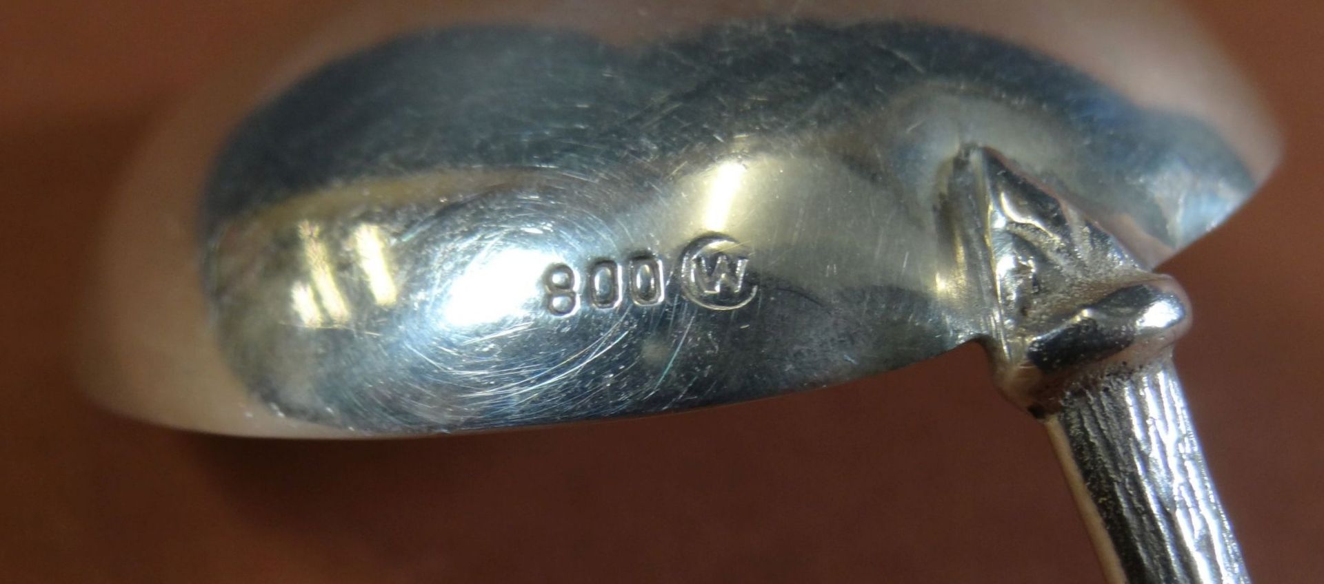 Gebogener Silber-Sahnelöffel, Rosenmuster, L-11 cm, 18 gr. - Bild 4 aus 4