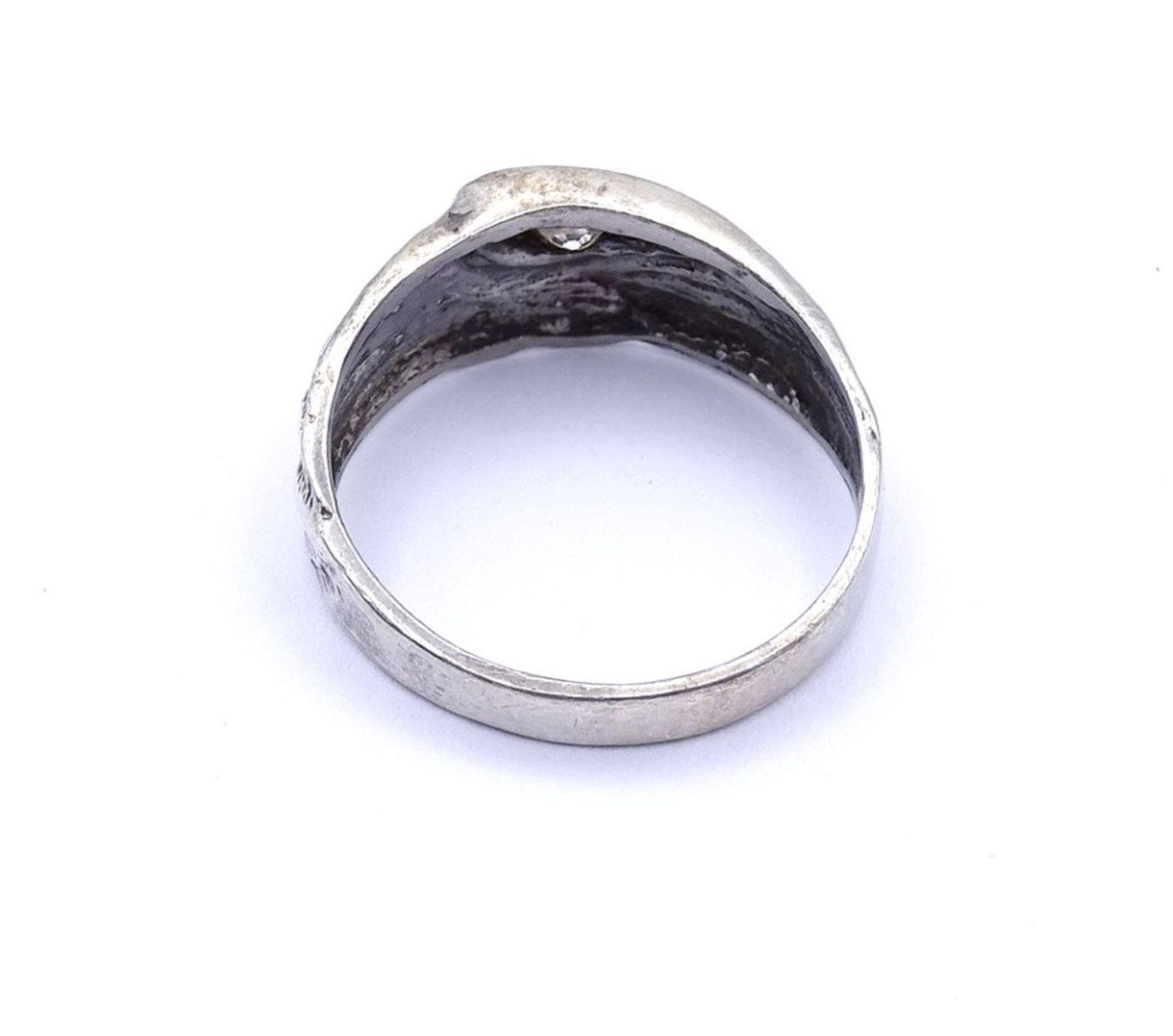 835er Silber Ring mit einen rund facc.klaren Stein, 2,8gr., RG 55 - Bild 4 aus 4