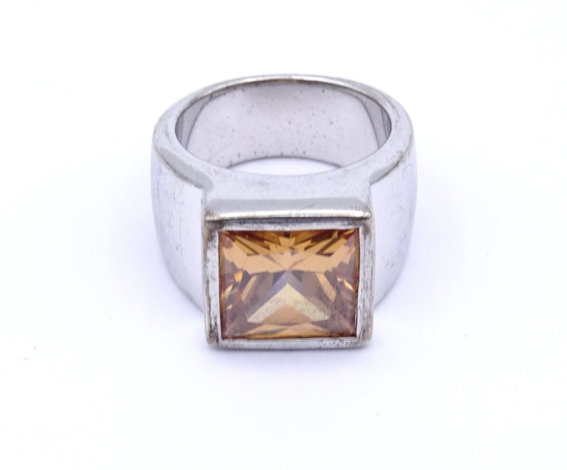 Silber Ring mit Farbstein, Sterling Silber 0.925 , 13,3gr., RG 53 - Bild 2 aus 4