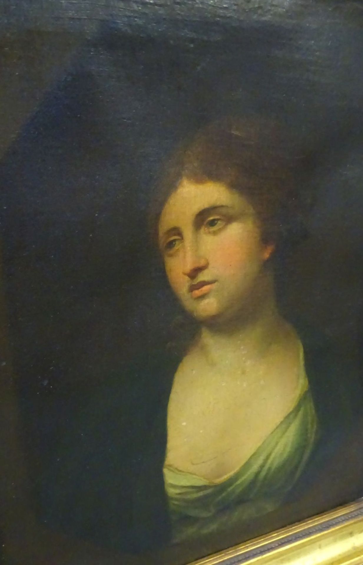 anonymes Altmeistergemälde, Portrait einer jungen Frau, 18.Jhd., Öl/Leinen, gerahmt, RG 55x48 cm, - Bild 4 aus 5