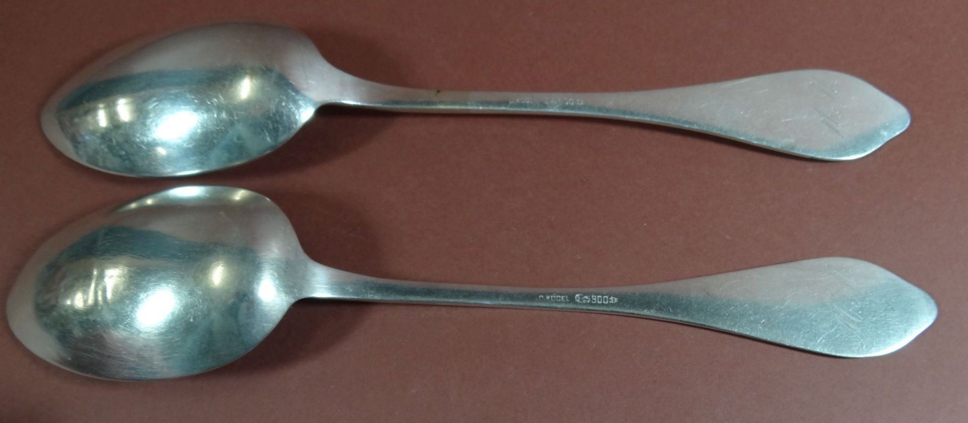 2x Silberlöffel-800- um 1900, L-21 cm, zus. 96 gr., gut erhalten - Bild 5 aus 7