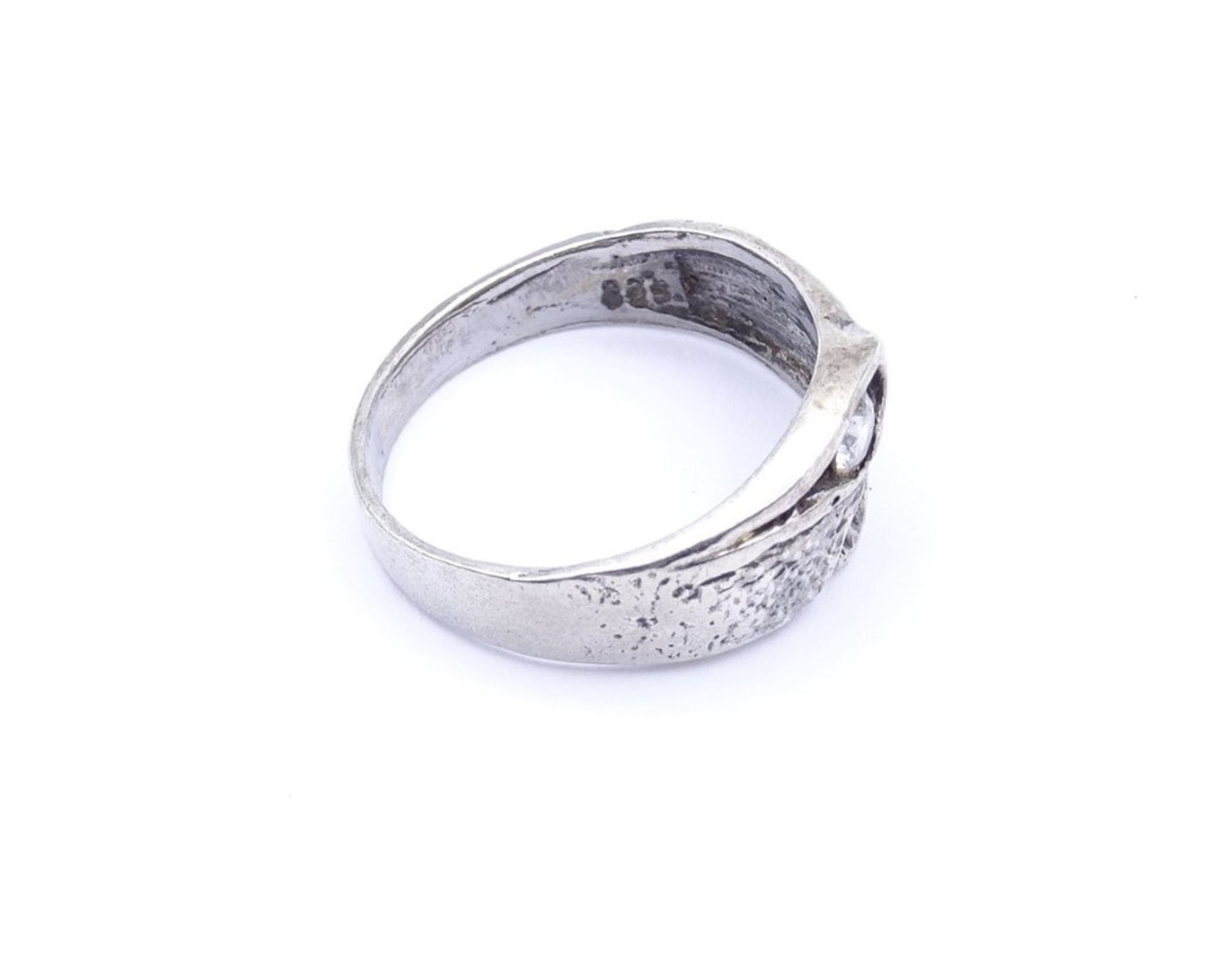 835er Silber Ring mit einen rund facc.klaren Stein, 2,8gr., RG 55 - Bild 3 aus 4