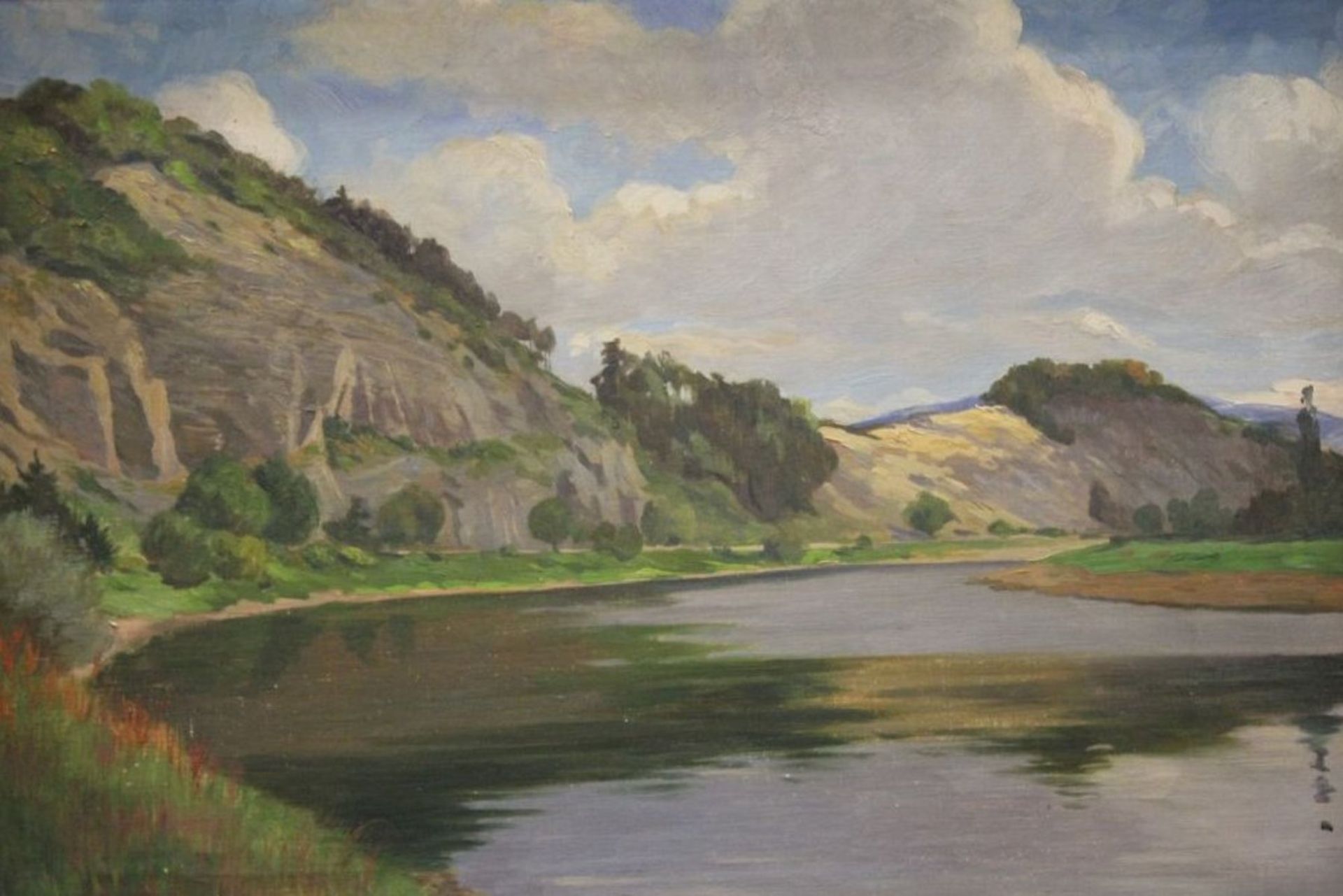 Carl PLINKE (1867-?), Wassernlandschaft, verso betitelt, Öl/Leinwand, gerahmt, RG 58 x 80cm.