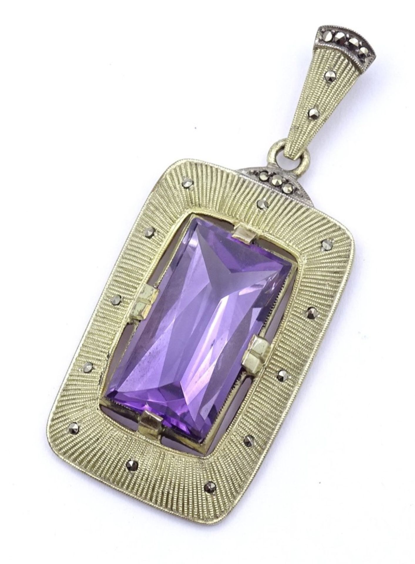 Theodor Fahrner Schmuck Anhänger mit Markasiten und Amethyst,Sterling Silber 0.925, L- 5,0cm, 8, - Bild 2 aus 14