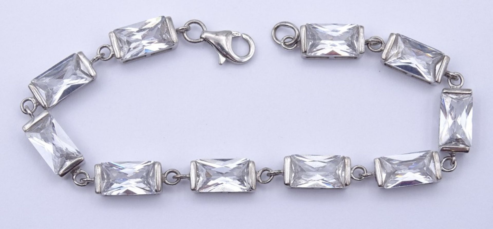 Armband mit klaren Steinen,Sterling Silber 0.925 L- 19cm, B- 6,0mm, 14,7gr. - Bild 2 aus 3