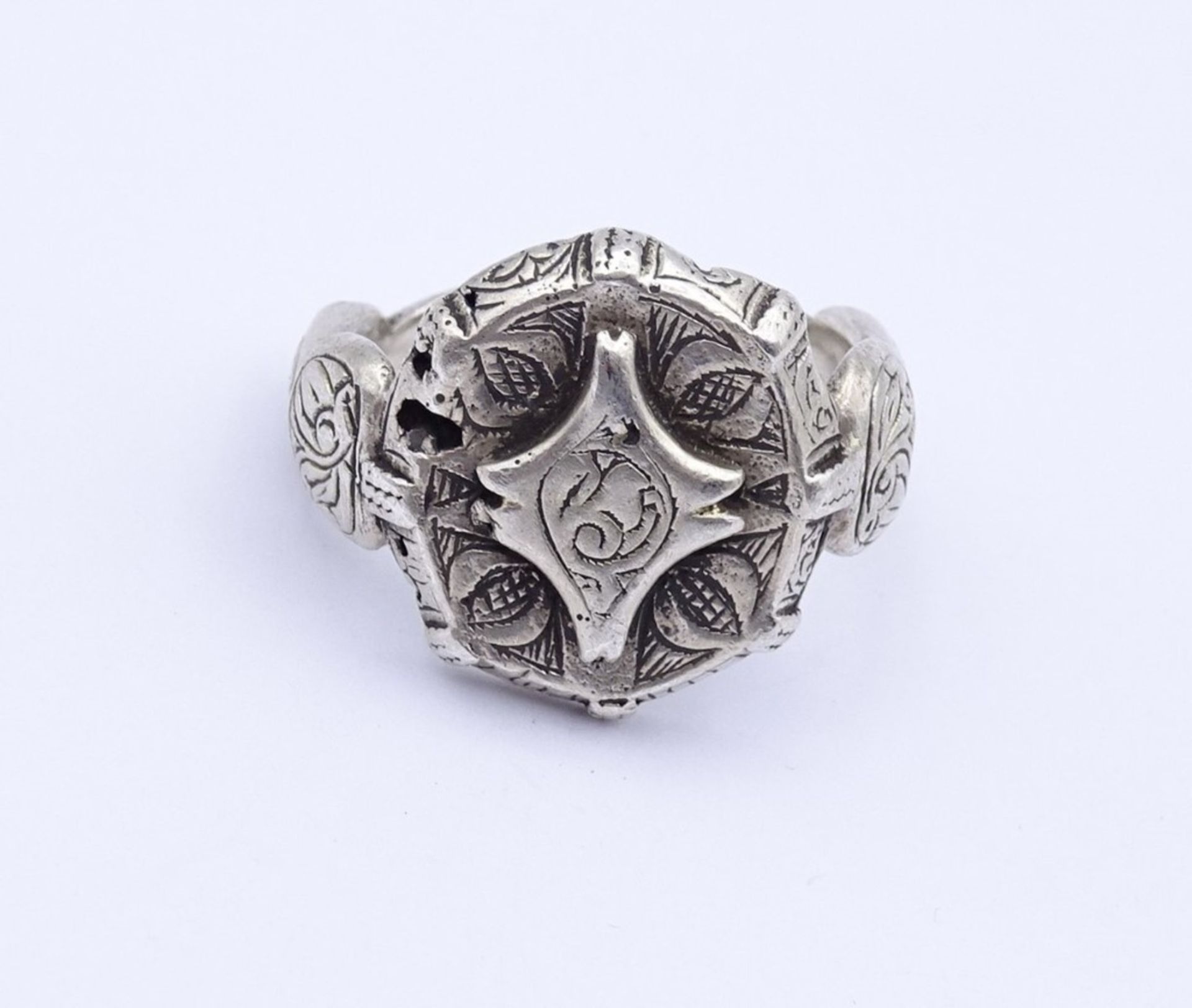 Silber Ring mit Tiermotiven, Silber gepr. 13,4gr., RG 56 - Bild 2 aus 4