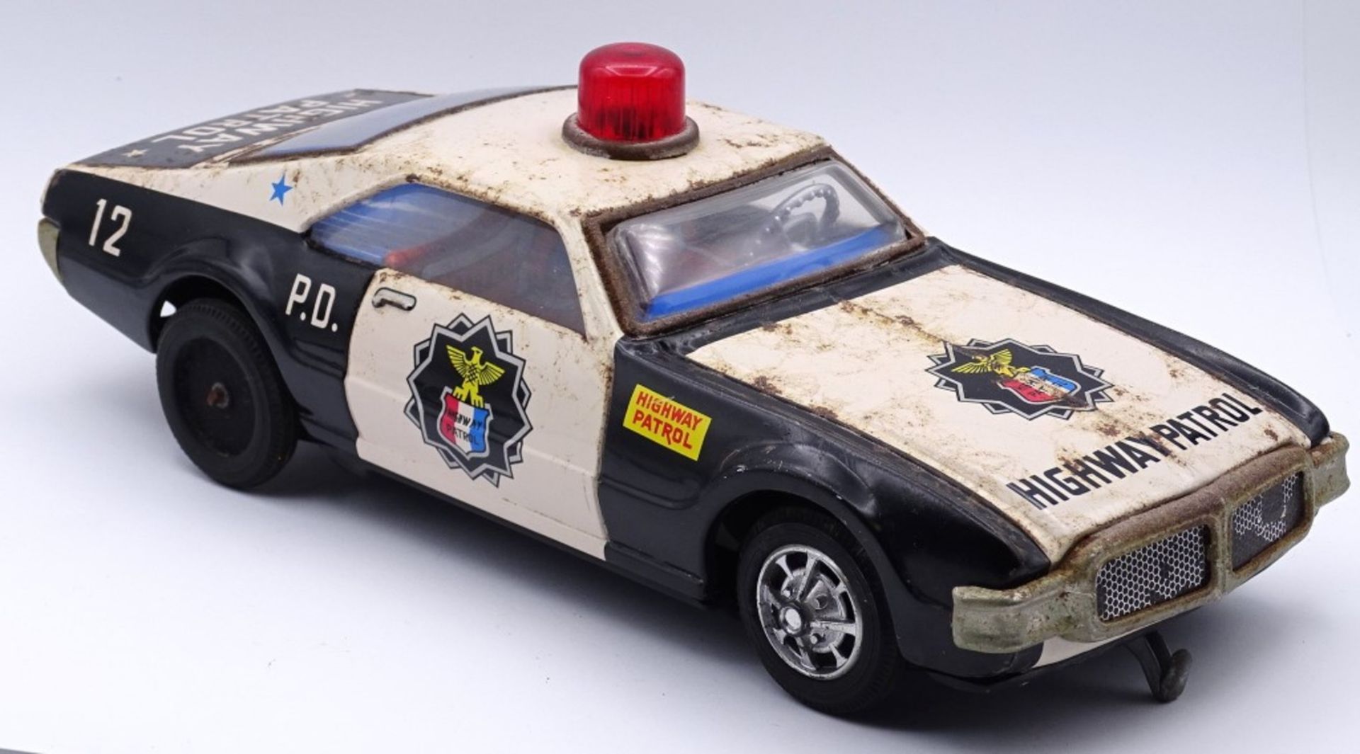 Blechspielzeug Highway Patrol Wagen, "Taiyo",Japan,Batteriebetrieben,Alters-u. Gebrauchsspuren,L- - Bild 3 aus 4