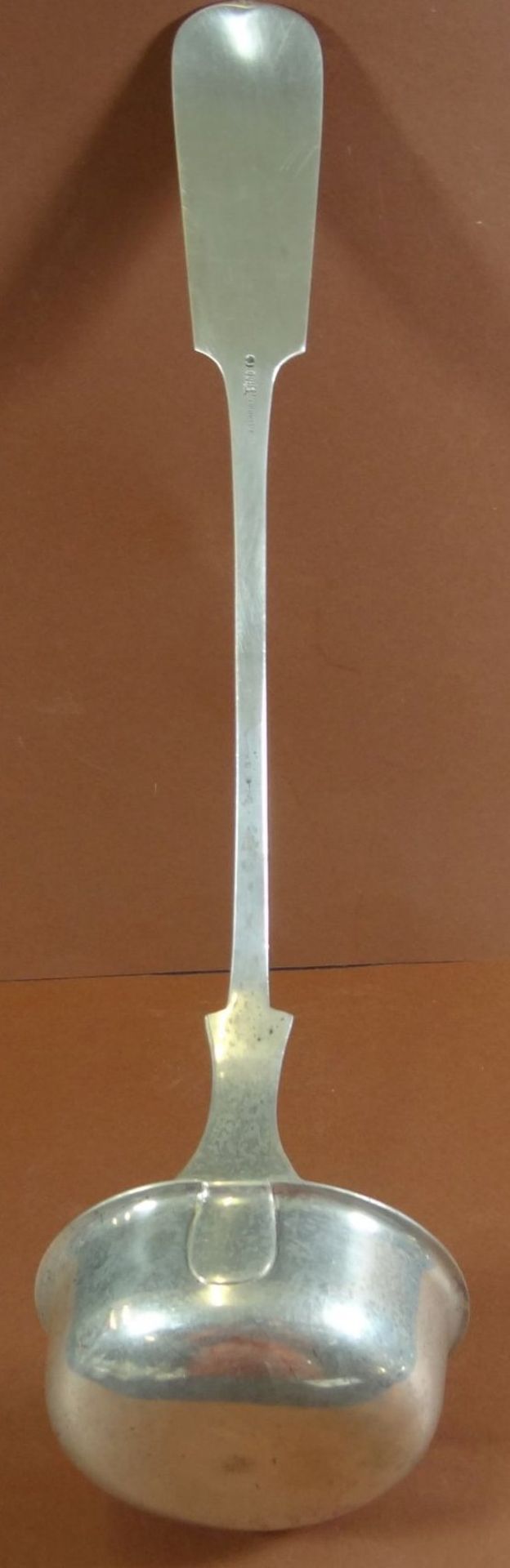 schwere Silberkelle-800-, Spatenform, L-33 cm, 196 gramm, Monogramm EB - Image 4 of 5
