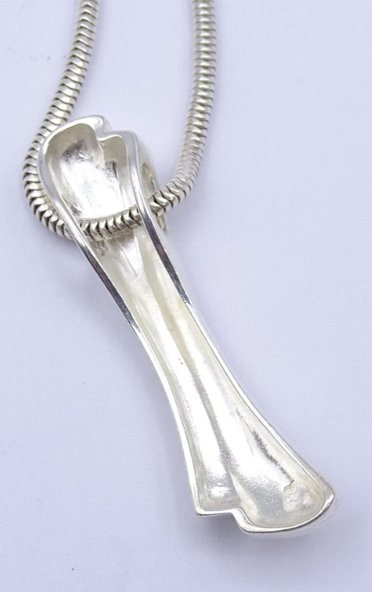 Schlangen Halskette mit Anhänger, beide Sterling Silber 0.925, Kette L- 42cm,zus.12,8gr. - Bild 3 aus 3