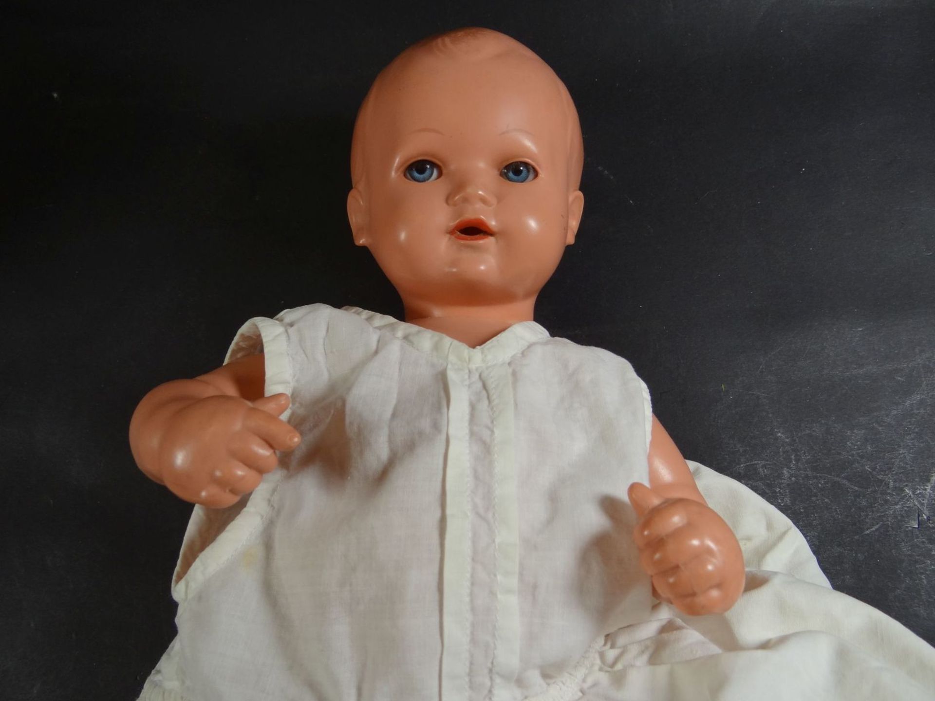 Babypuppe "Schildkröt" in alten Taufkleid, , gemarkt und 35, H-32 cm - Bild 3 aus 6
