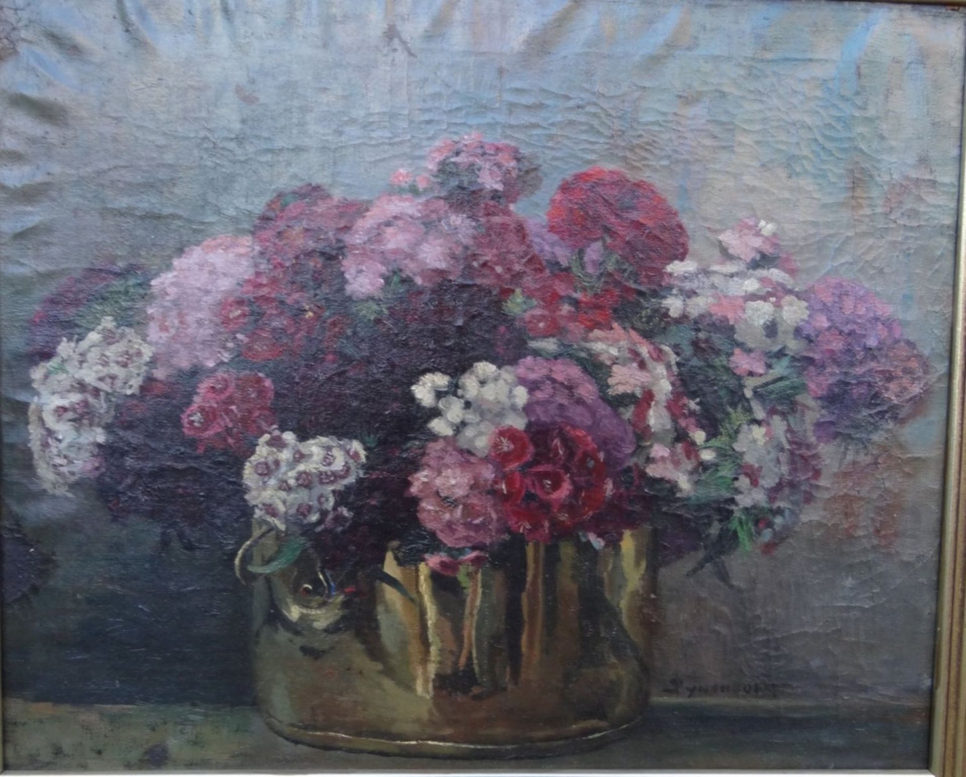 Reinier PIJNENBURG (1884-1968) "Blumen in Schale", Öl/Leinen, gerhamt, Alters-u. Gebrauchsspuren,