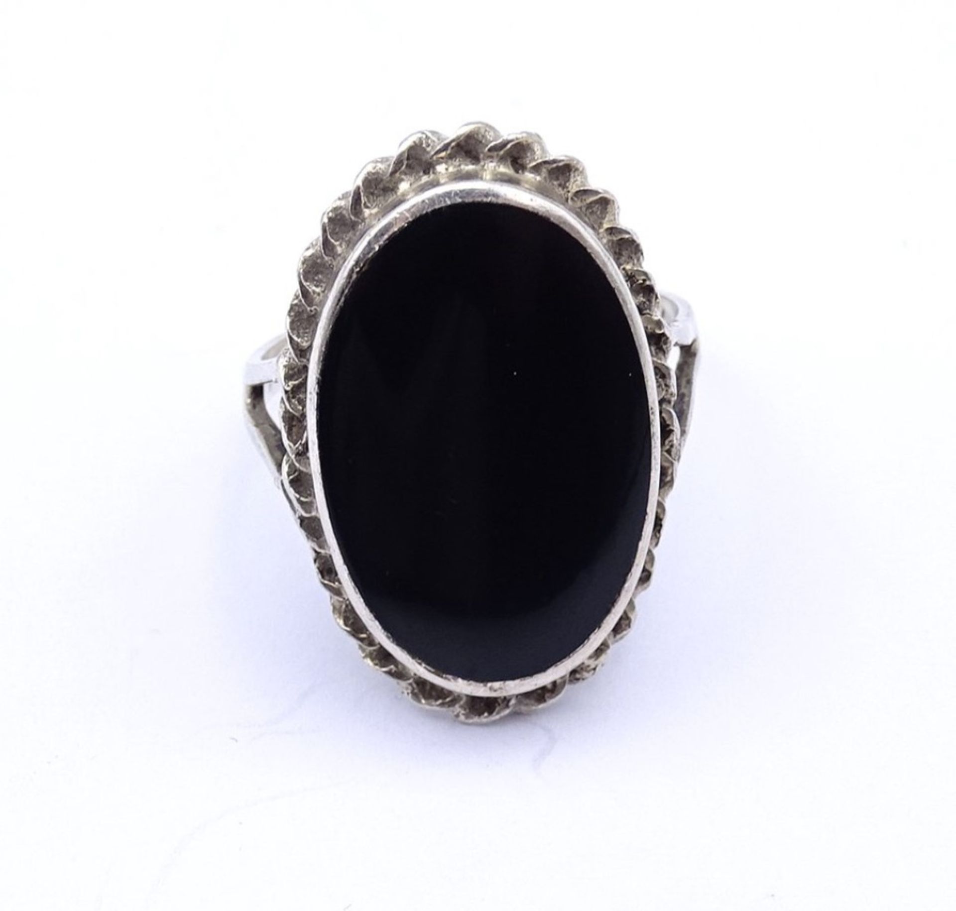 Silber Ring mit schwarzen Cabochon, 0.925 , 3,9gr. RG 55 - Image 2 of 3