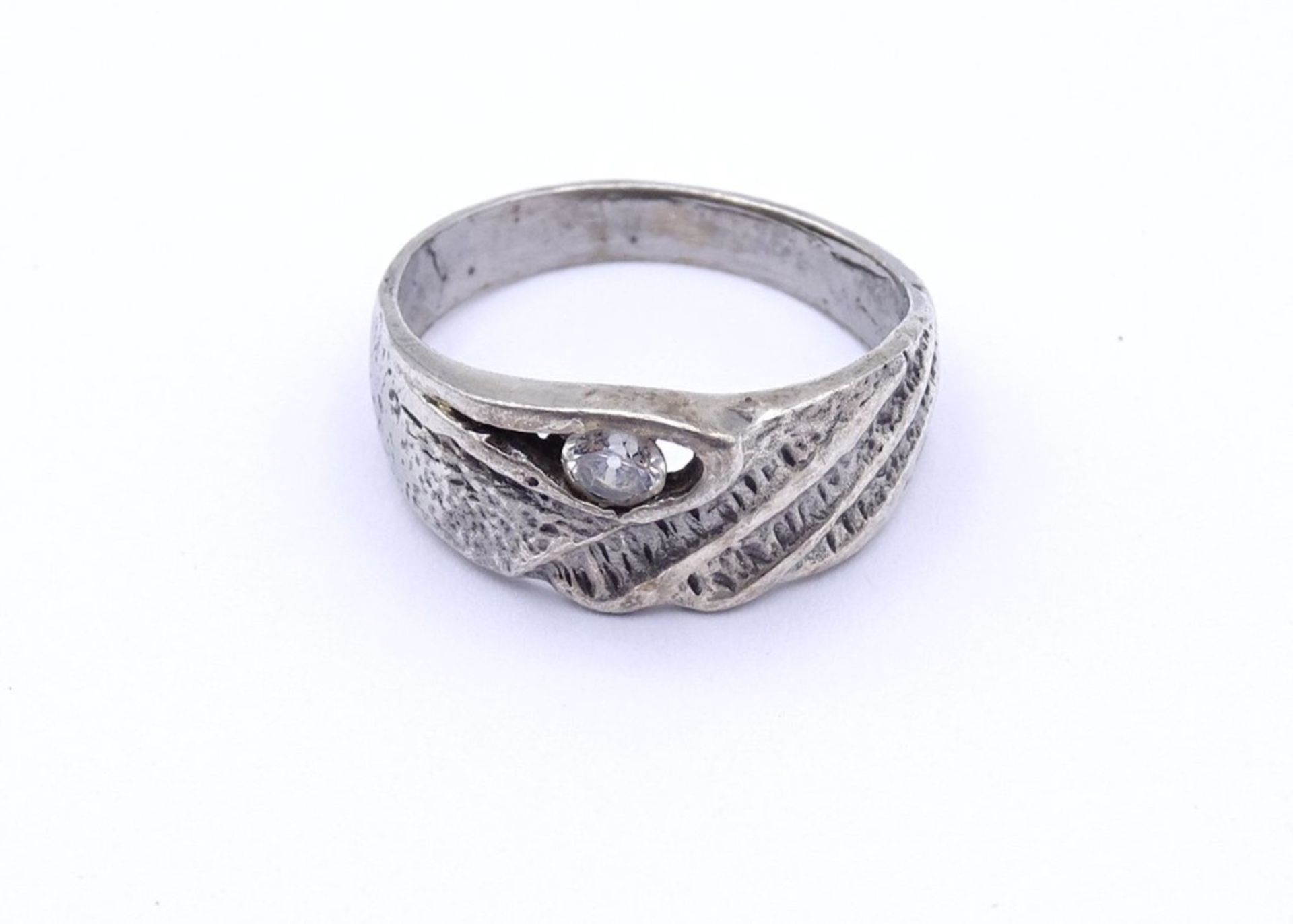 835er Silber Ring mit einen rund facc.klaren Stein, 2,8gr., RG 55 - Bild 2 aus 4