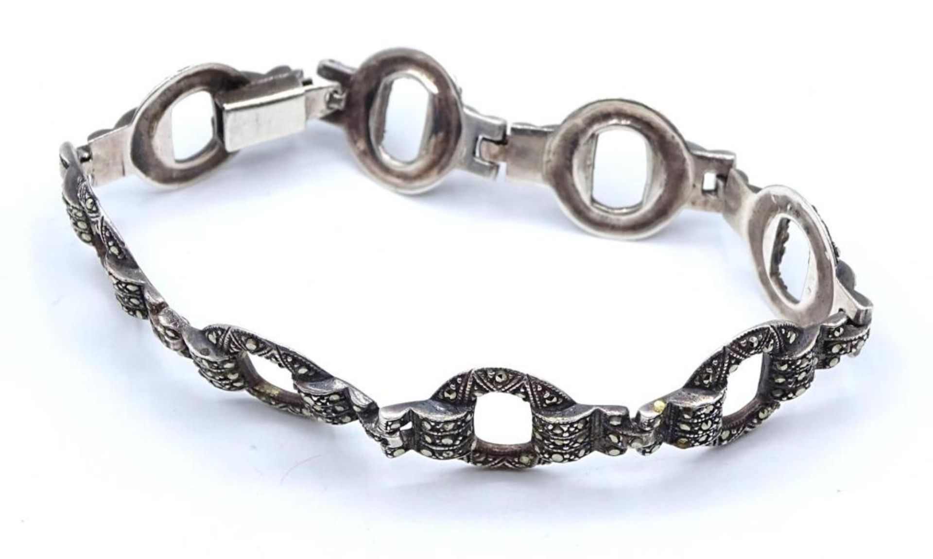 Markasiten Armband ,Silber (gepr.) ungestempelt,zwei Markasiten fehlen,L-18,5cm,20,8gr. - Bild 2 aus 5