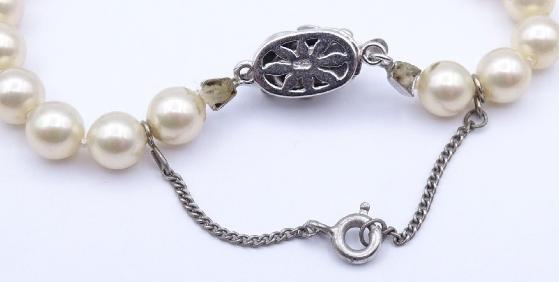 Perlen Halskette mit Sterling Silber Verschluss 0.925 L- 60cm - Bild 4 aus 4