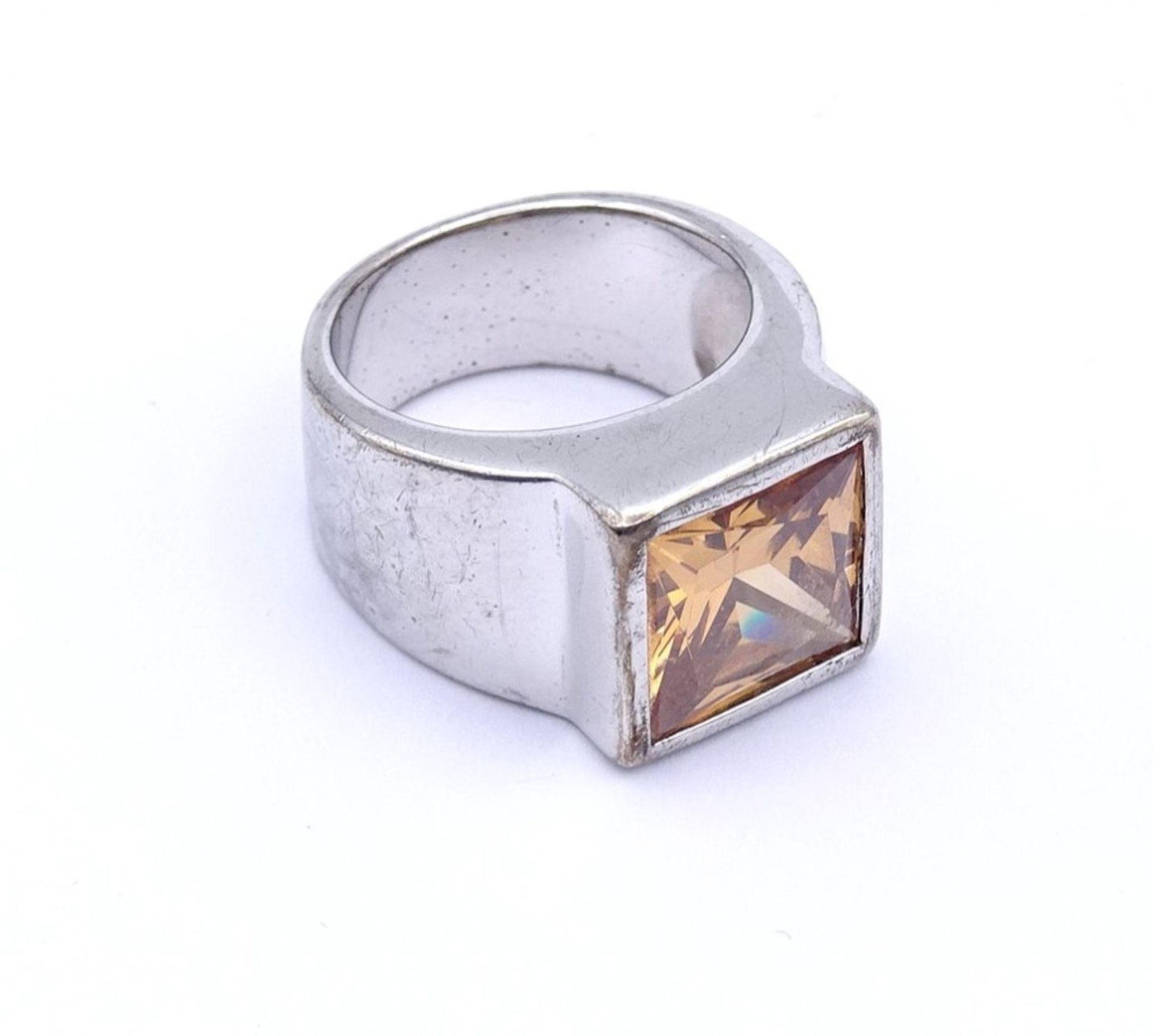 Silber Ring mit Farbstein, Sterling Silber 0.925 , 13,3gr., RG 53 - Bild 3 aus 4