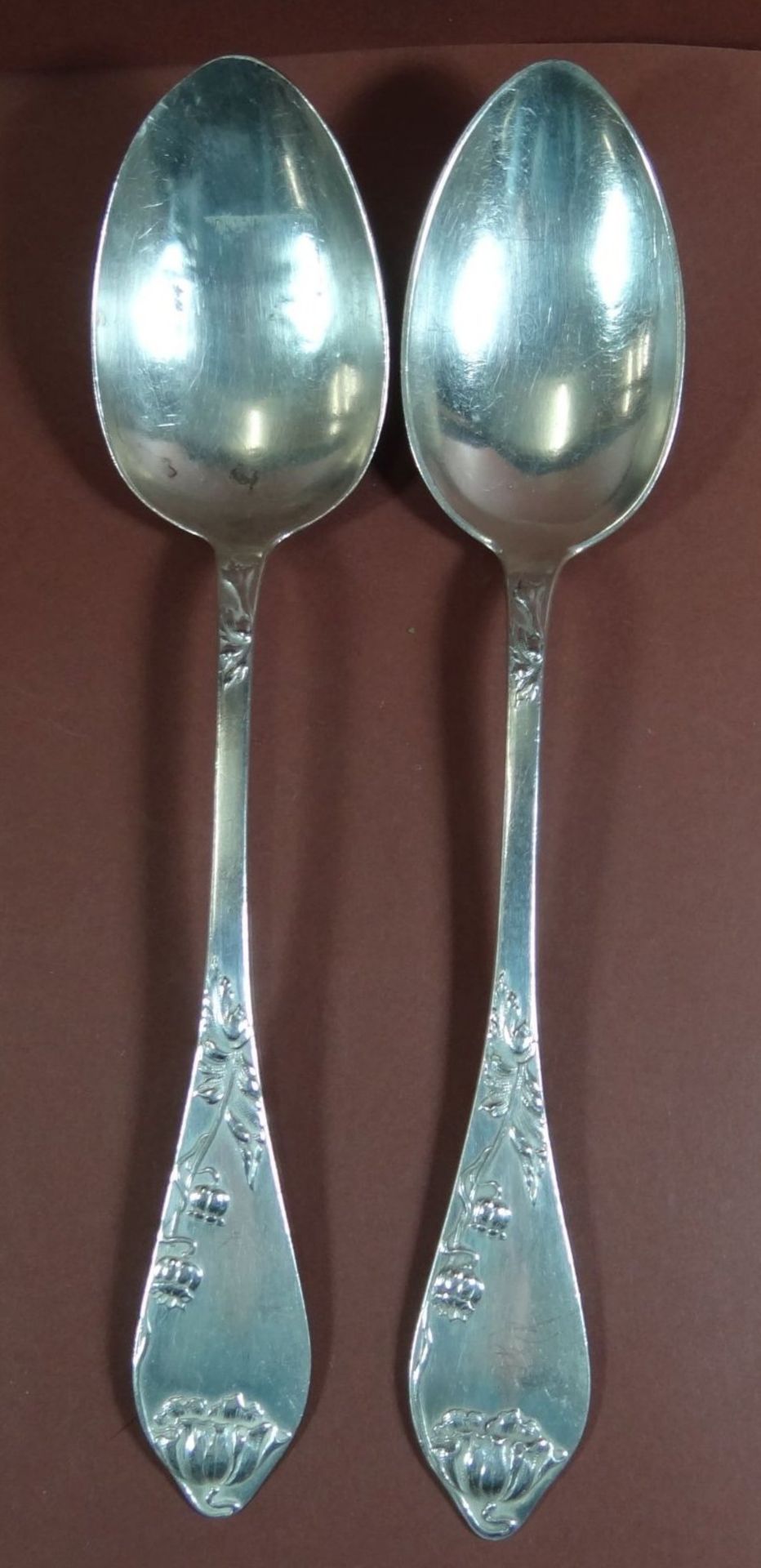 2x Silberlöffel-800- um 1900, L-21 cm, zus. 96 gr., gut erhalten