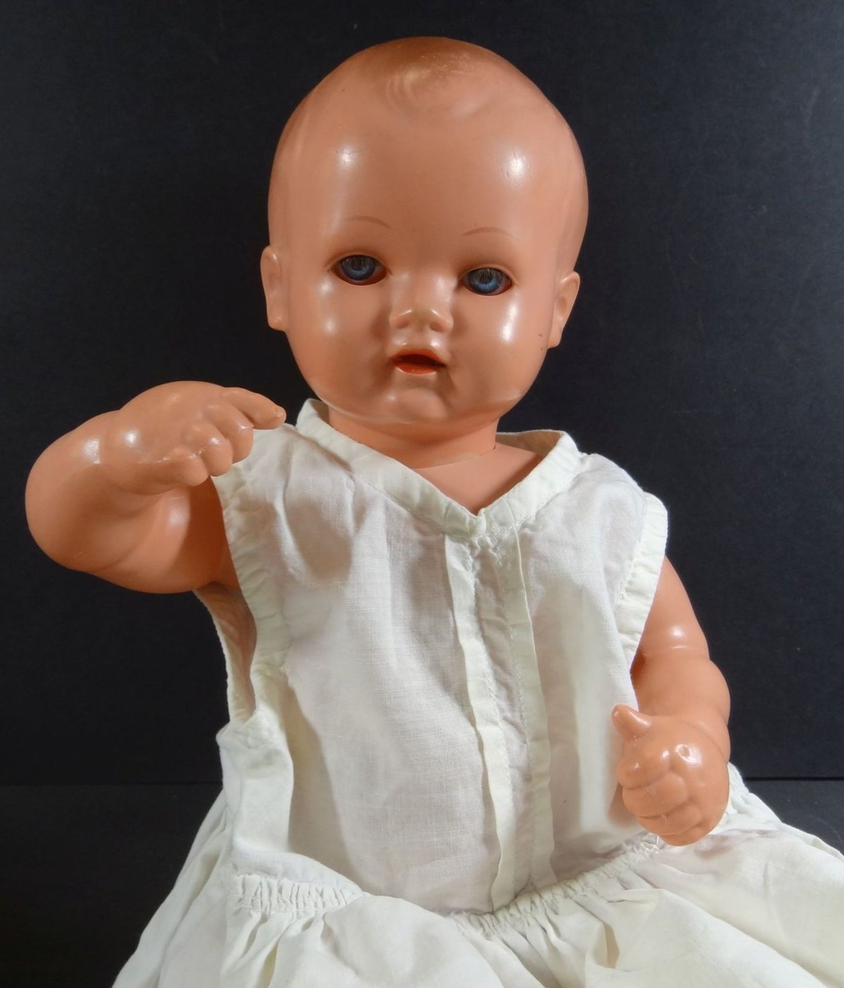 Babypuppe "Schildkröt" in alten Taufkleid, , gemarkt und 35, H-32 cm