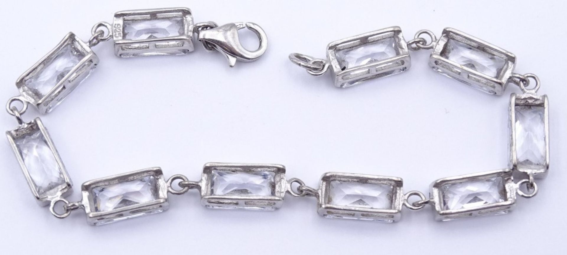 Armband mit klaren Steinen,Sterling Silber 0.925 L- 19cm, B- 6,0mm, 14,7gr. - Bild 3 aus 3