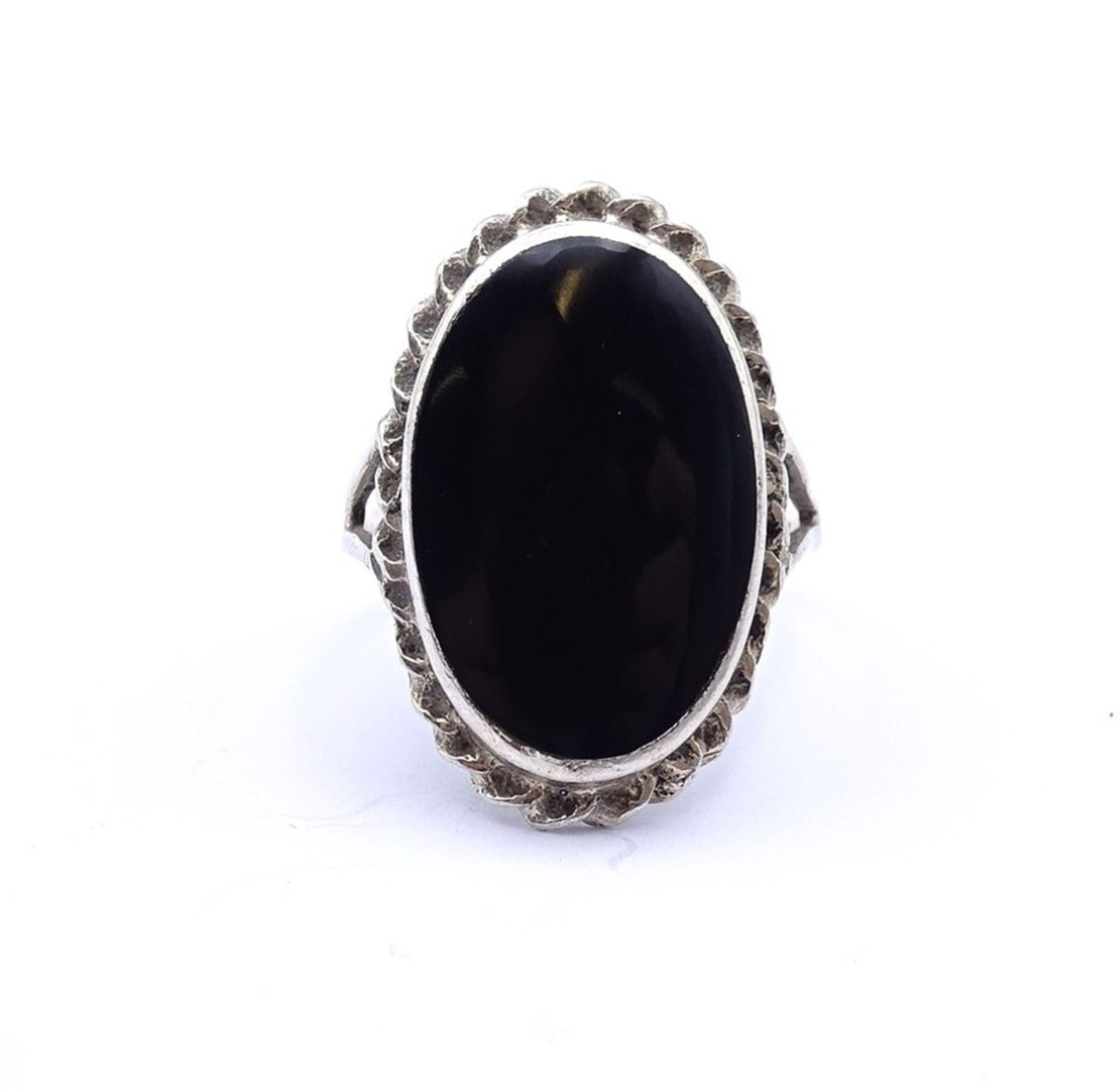 Silber Ring mit schwarzen Cabochon, 0.925 , 3,9gr. RG 55